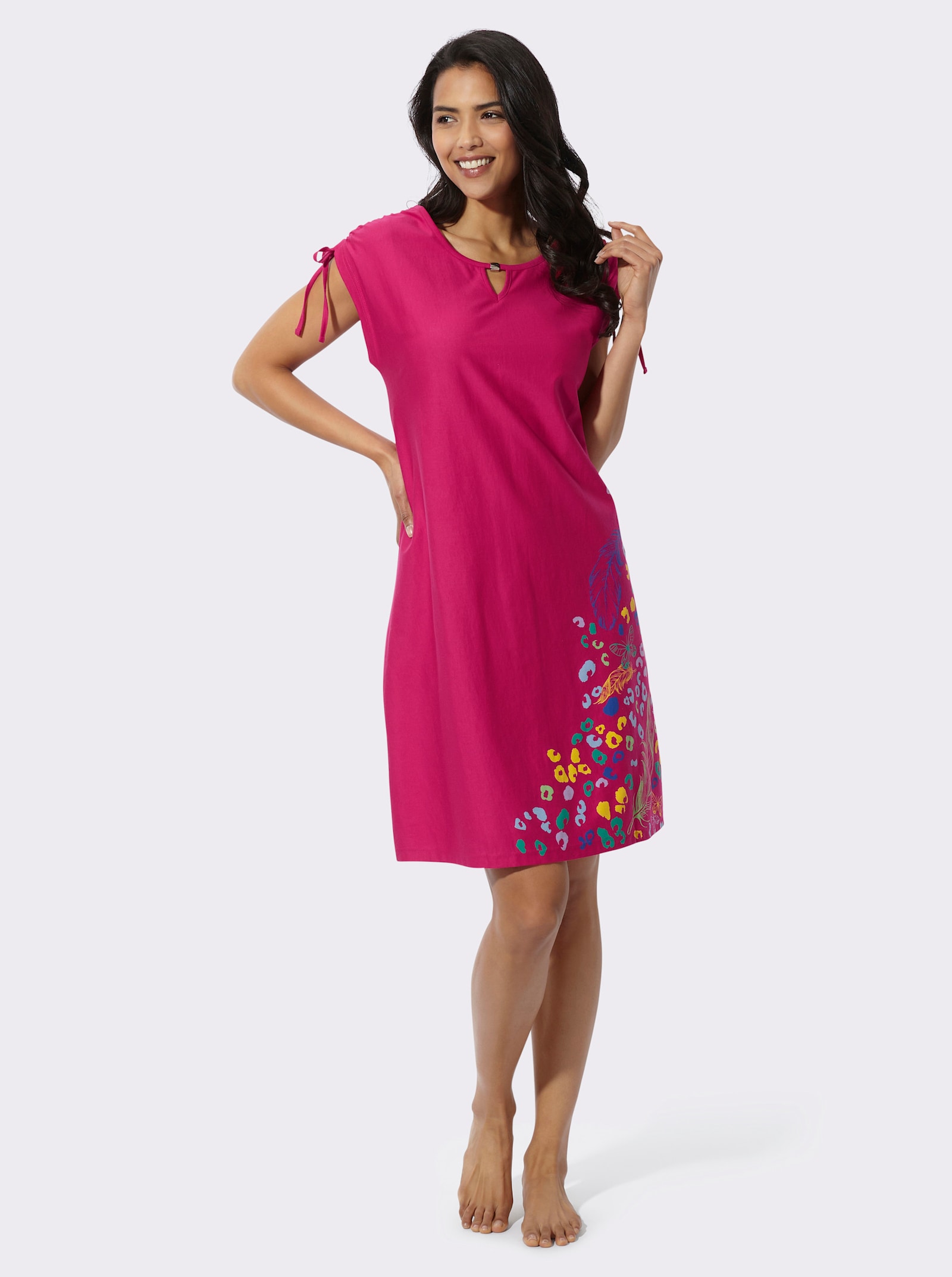 Zomerjurk met folieprint - pink