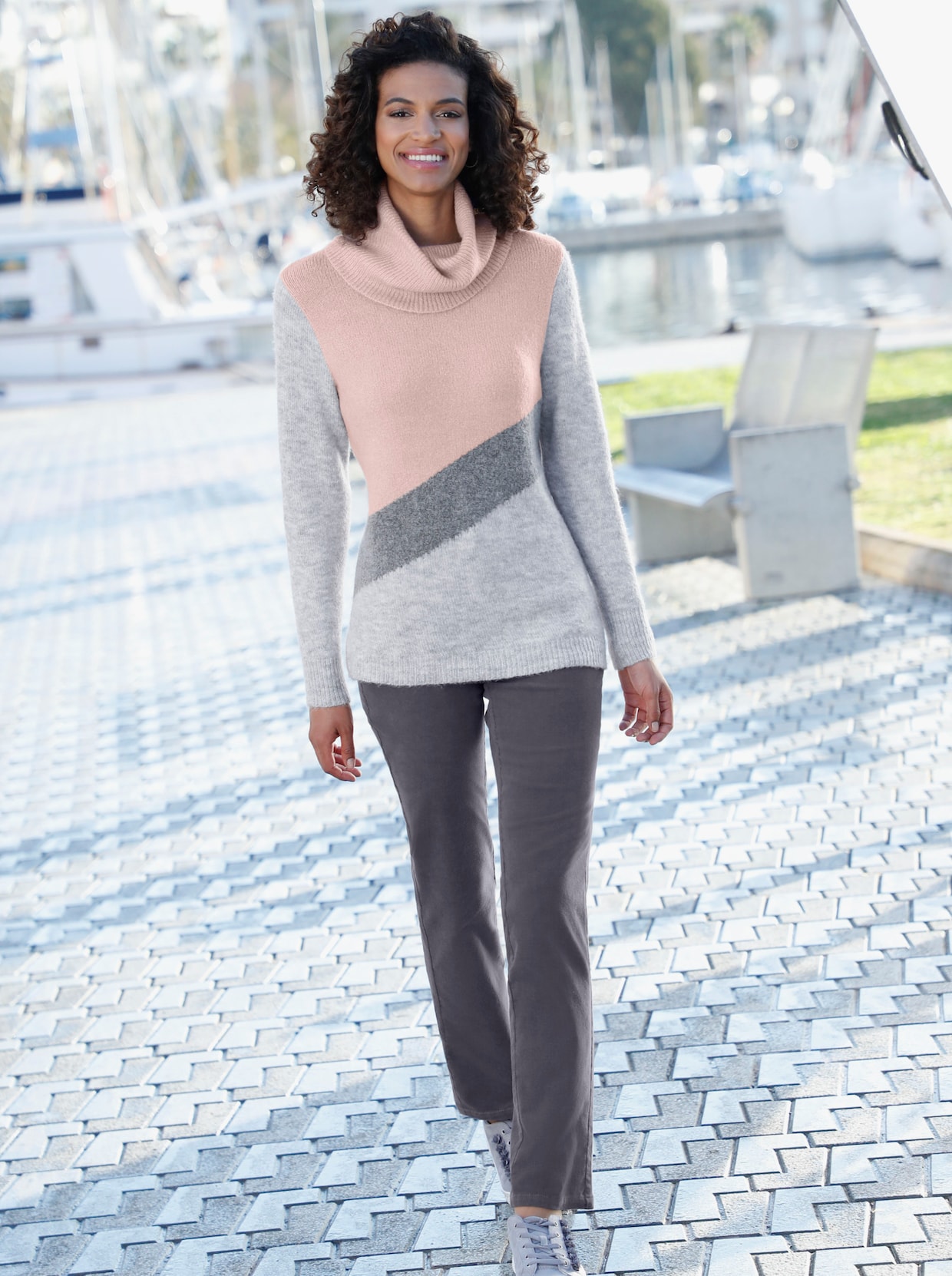 Jacquardpullover - rosé-gemustert