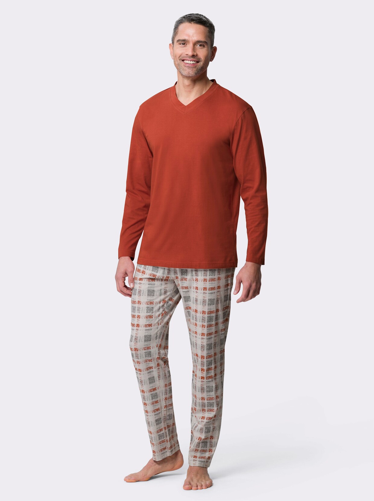 Pyjama - roestrood gedessineerd