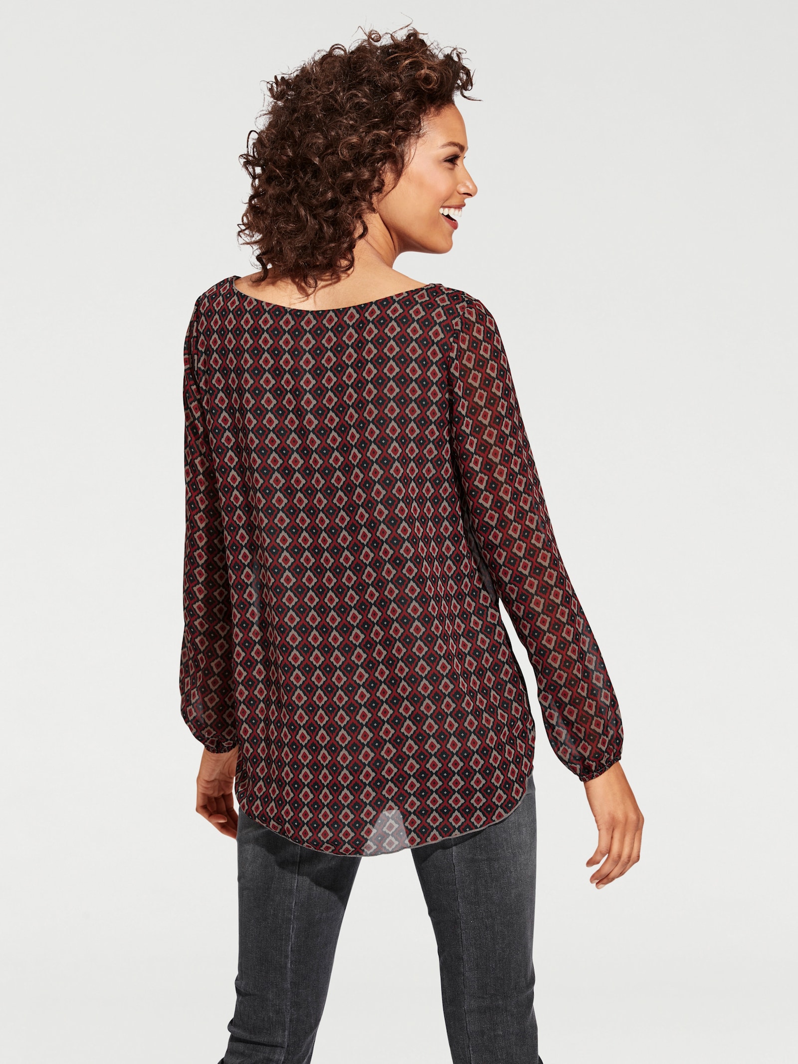 heine Blusenshirt in 2-in-1-Optik - rot-schwarz