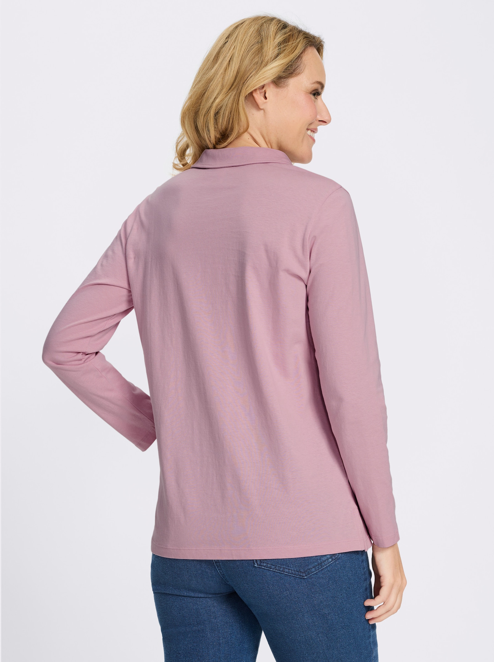 Poloshirt mit Seitenschlitzen - rosé