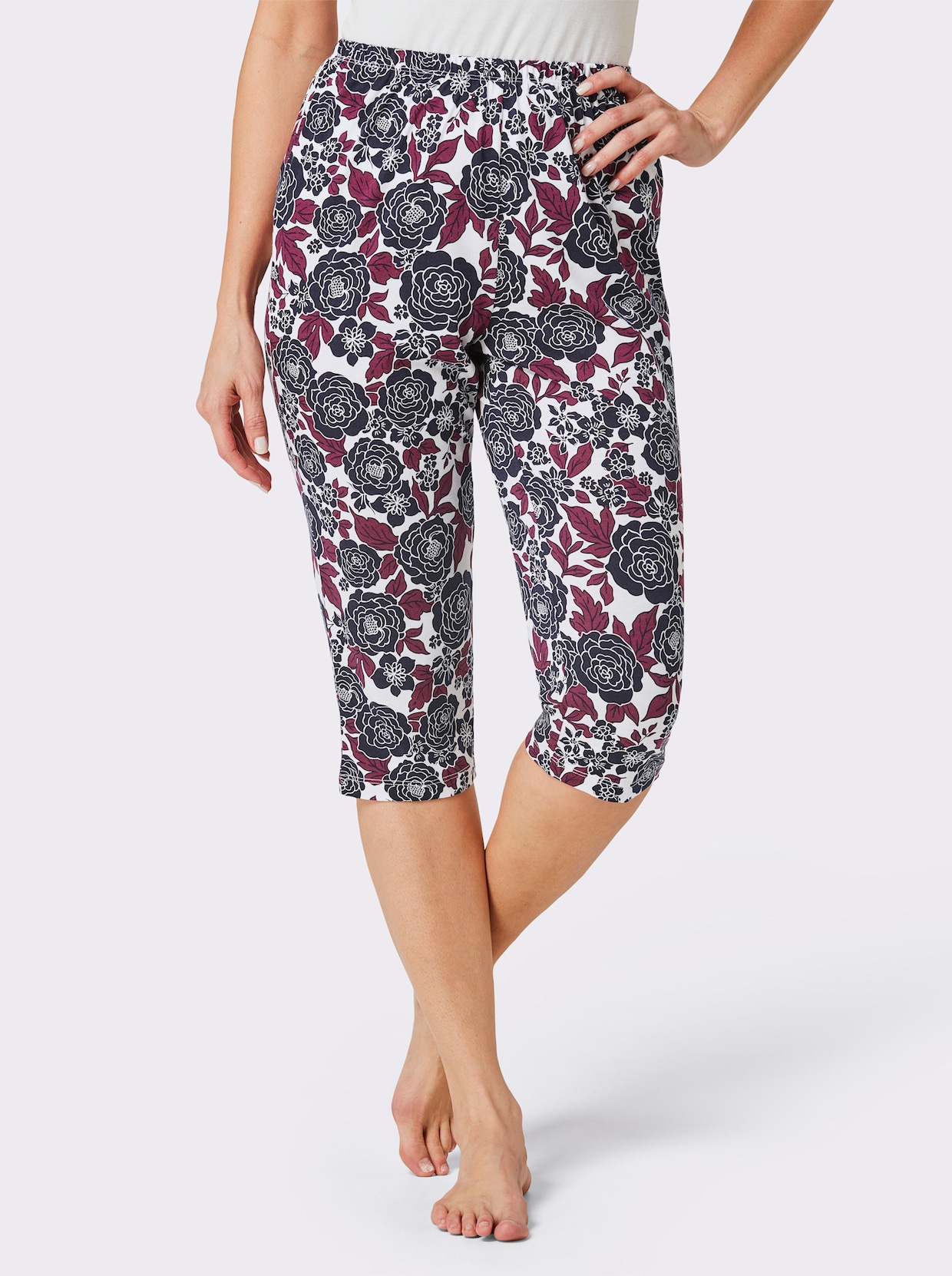 wäschepur Capri-legging - ecru/marine geprint