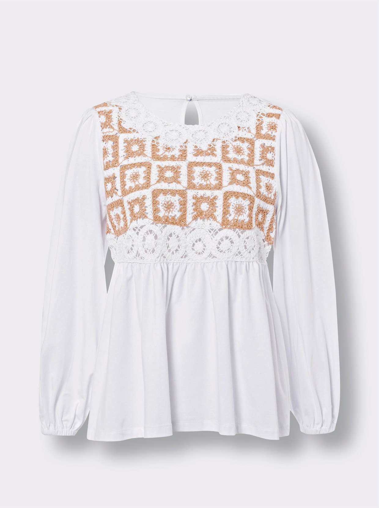 heine T-shirt à basque - écru-chamois à motif