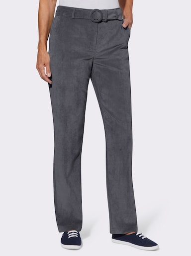 Cordhose mit Gürtel, 2 Taschen - anthrazit