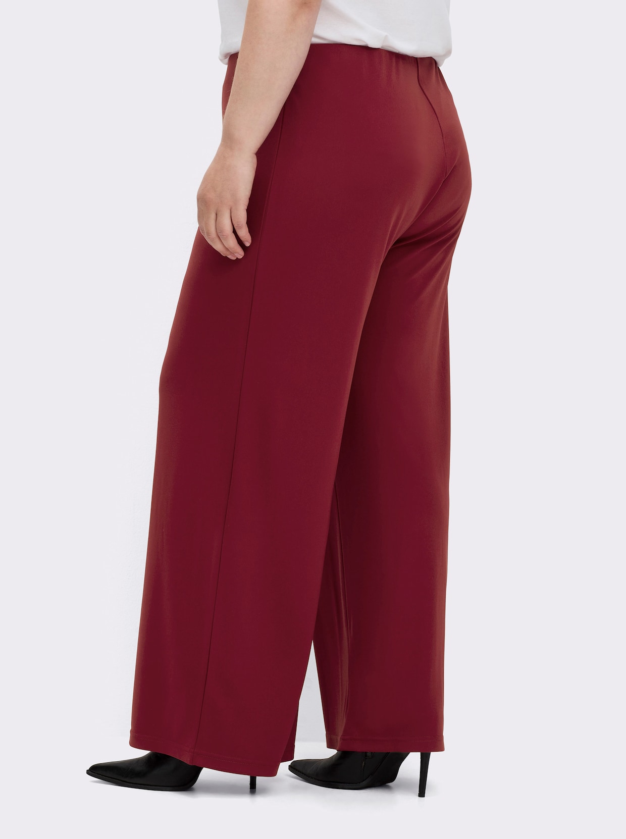 Palazzohose mit Elastik-Bund - dunkelrot