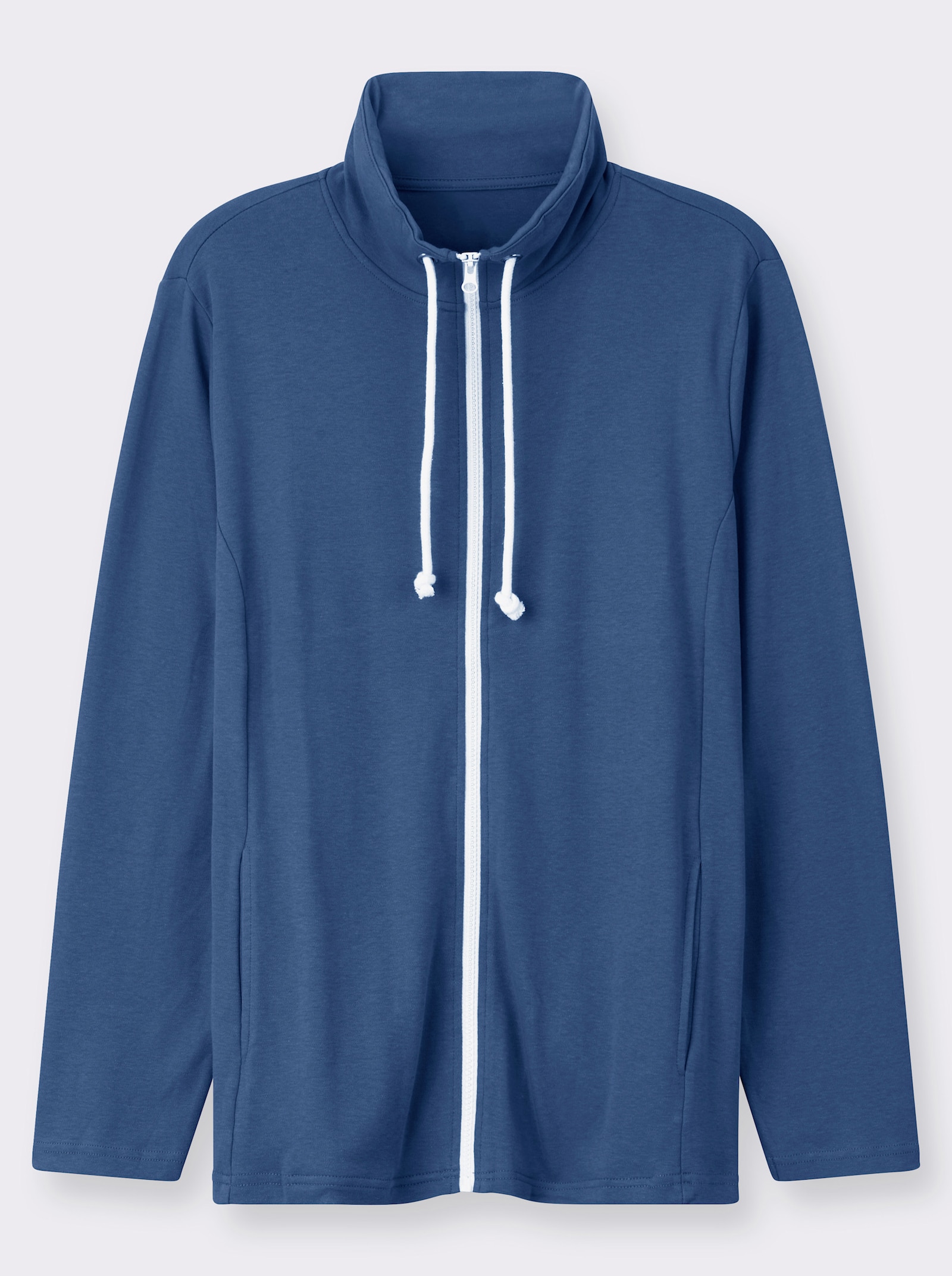 Sweatjacke aus Interlock-Jersey, formstabil - jeansblau