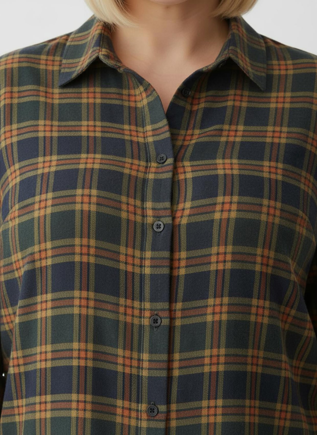 Flanellbluse mit Karo-Muster - oliv-rostrot-kariert