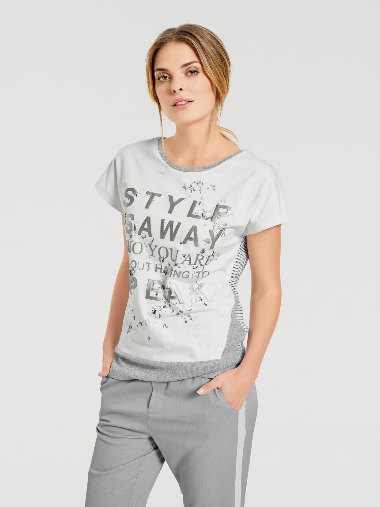 Linea Tesini Bedrukt shirt - wit/grijs