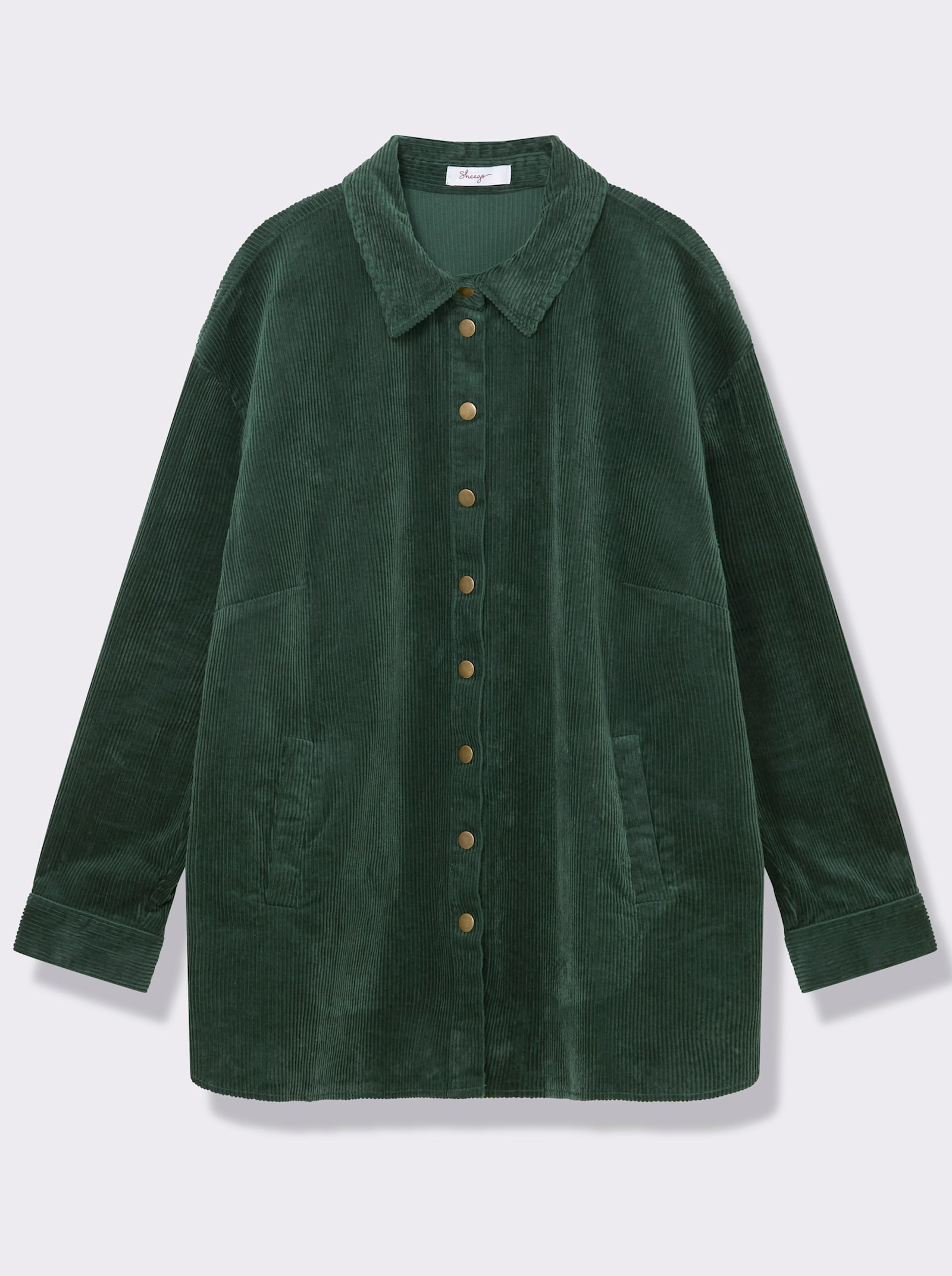 sheego Hemdbluse aus Cord, mit Taschen - moos