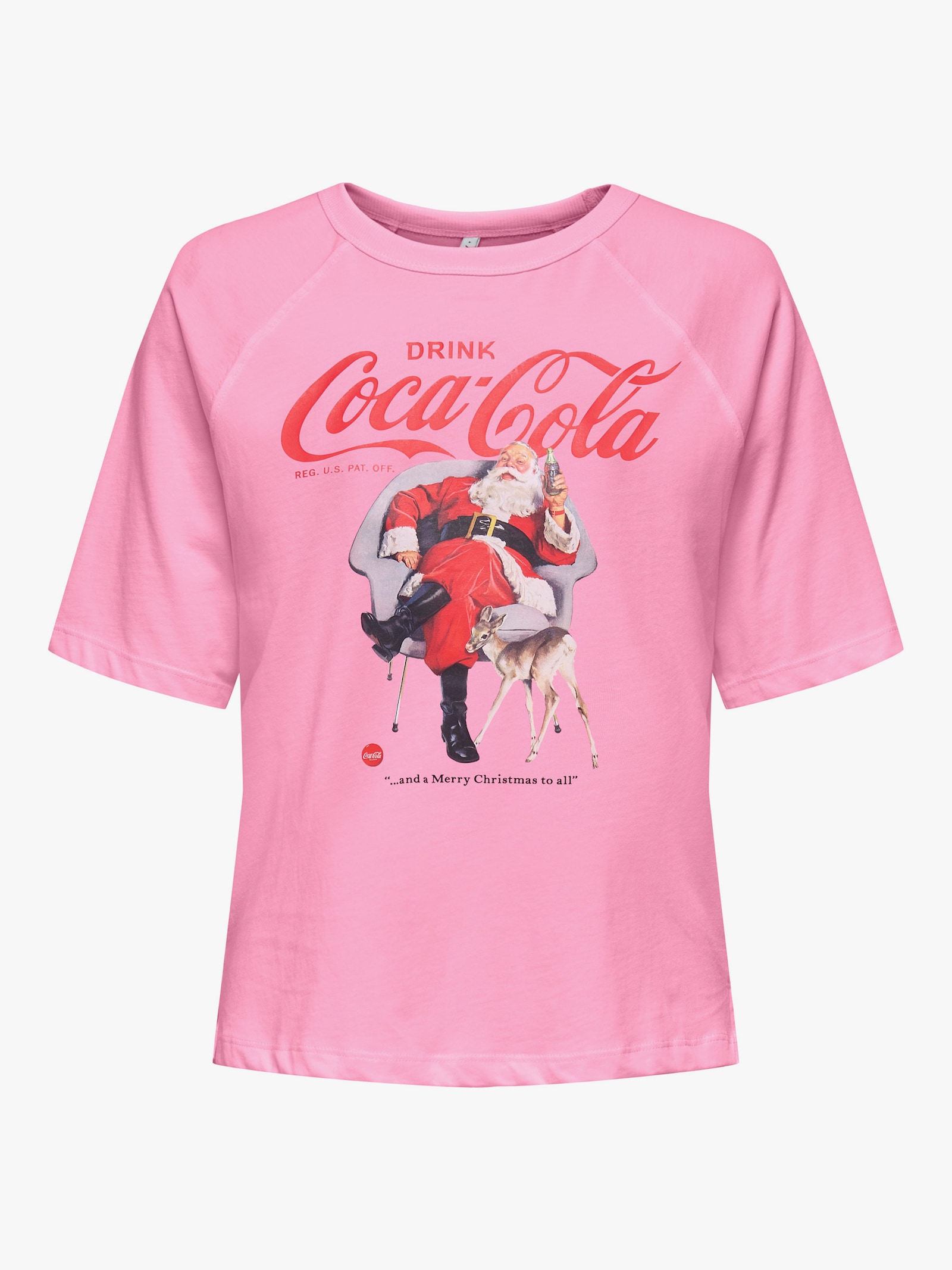 ONLY CARMAKOMA Kurzarmshirt - sachet pink print:santaand deer