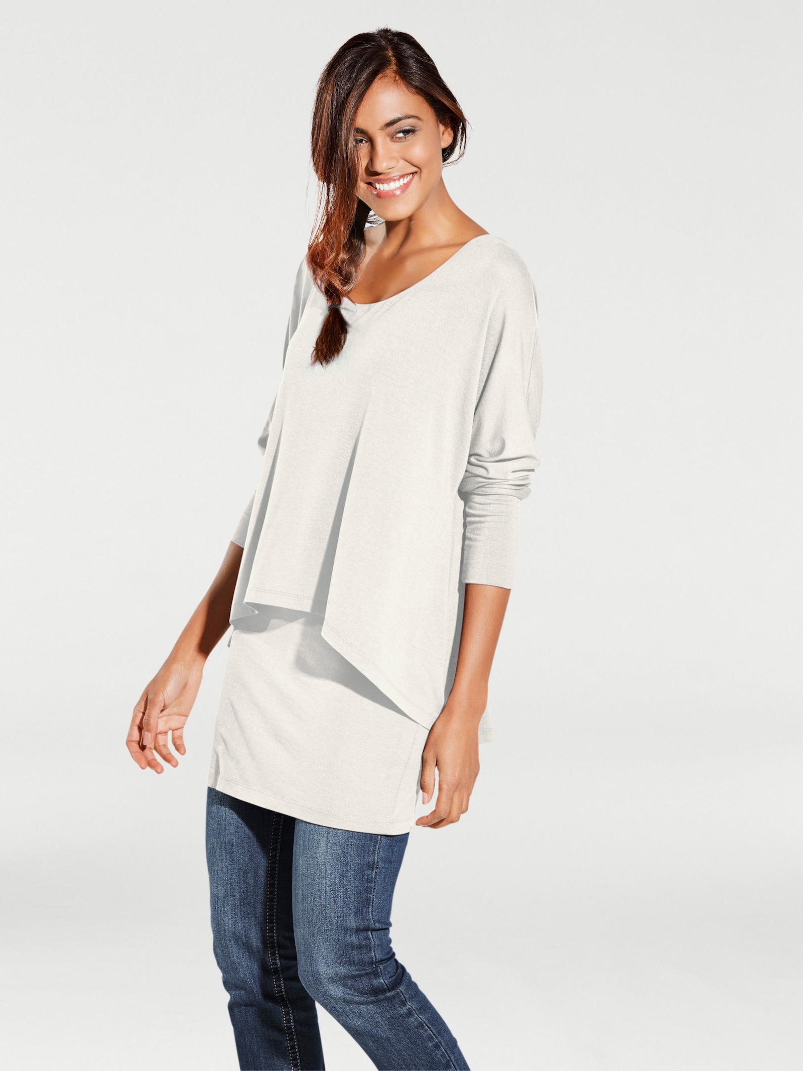 heine Rundhalsshirt mit Fledermaus-Ärmeln - ecru