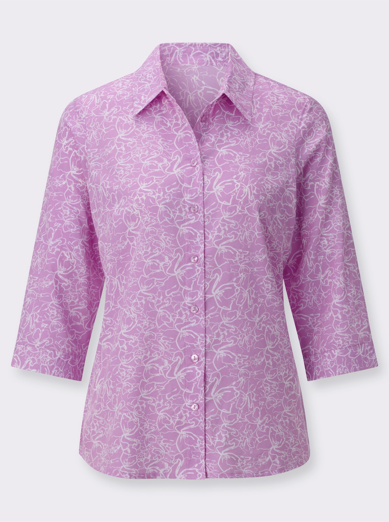 Hemdbluse - orchidee-weiß-bedruckt