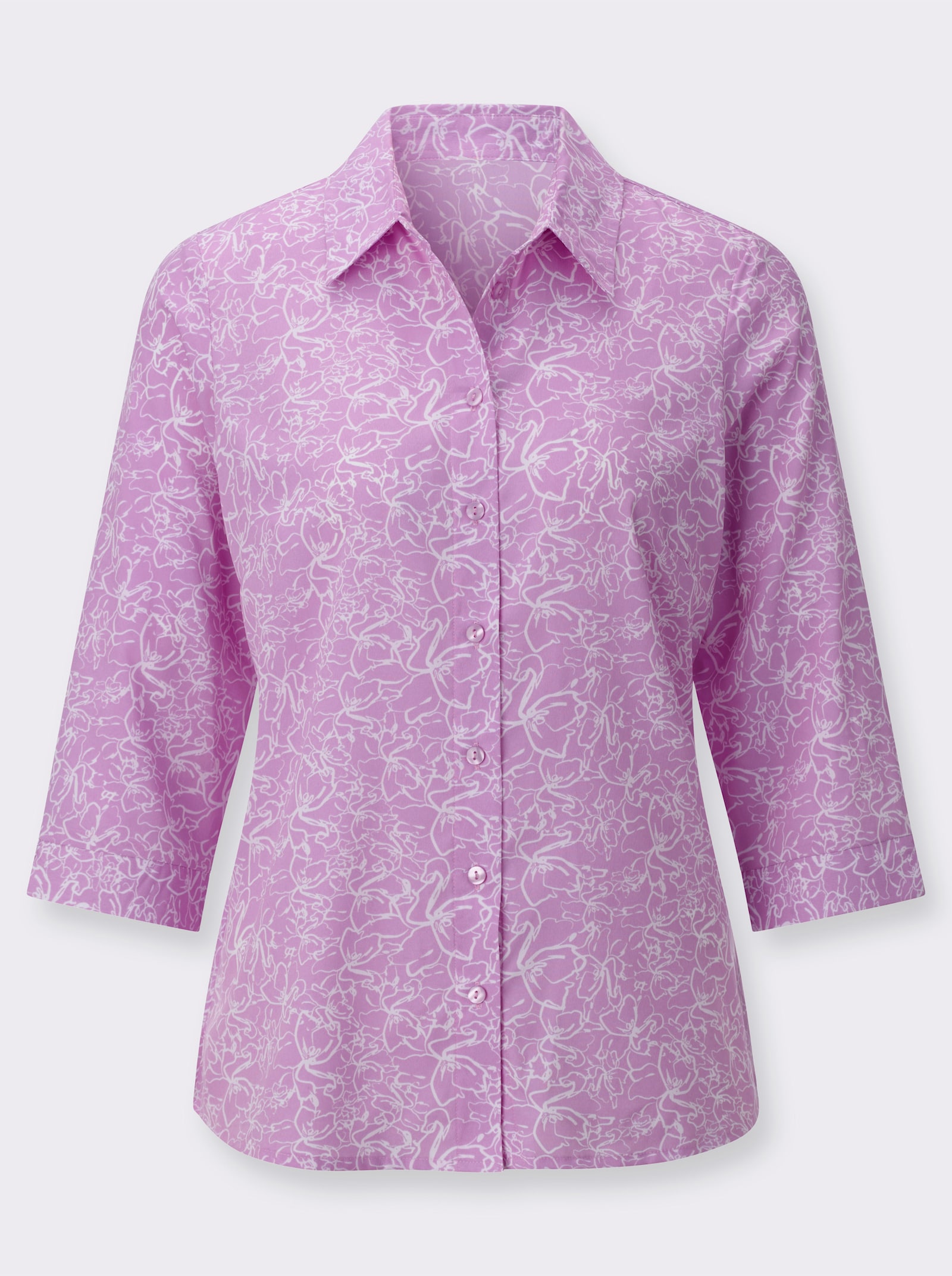 Hemdbluse im Blütendessin - orchidee-weiss-bedruckt