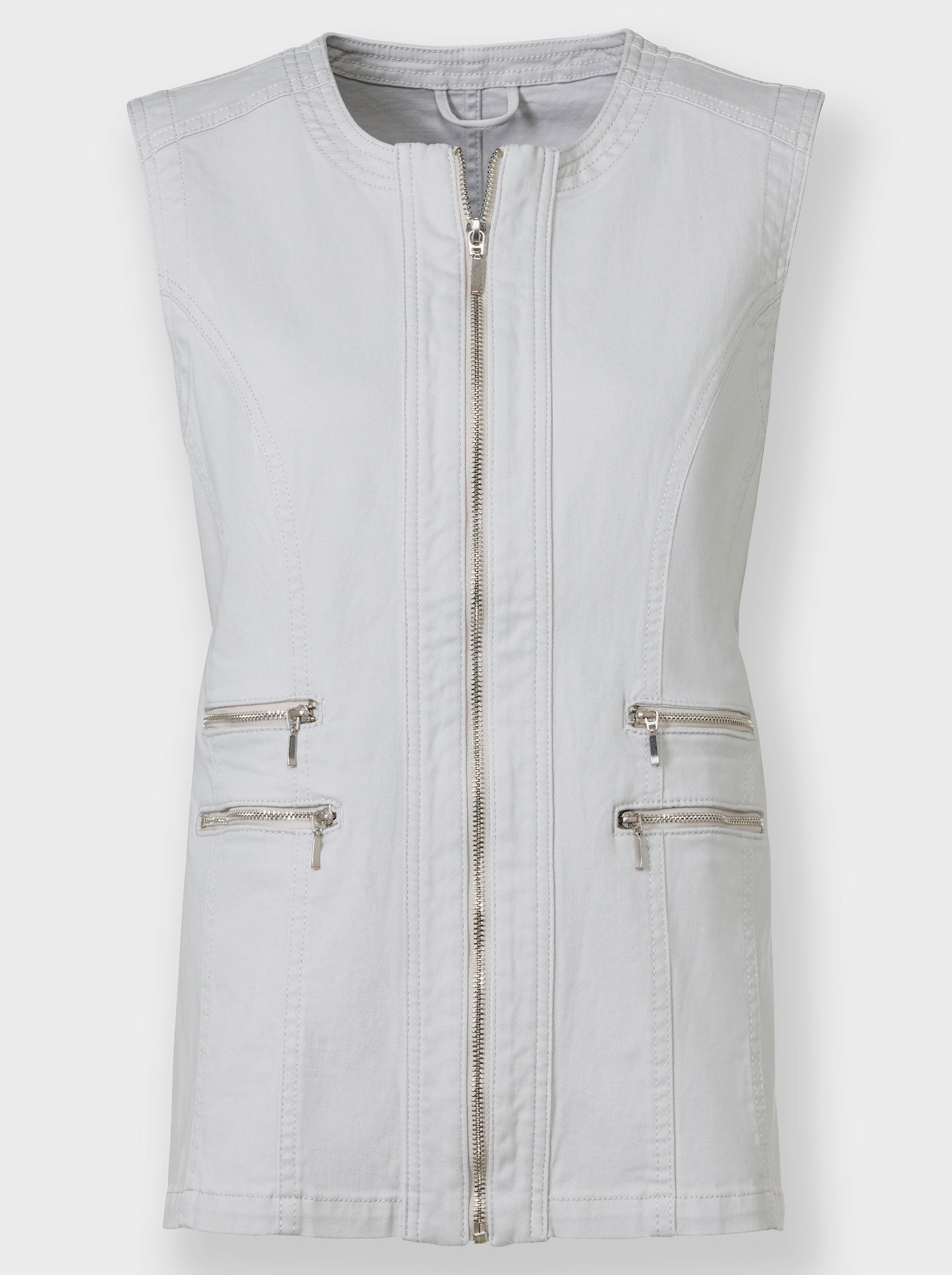 Jeansgilet met ronde hals - lichtgrijs