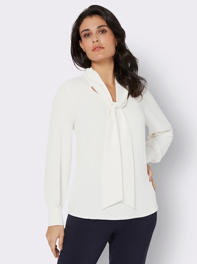Schluppenbluse in Crêpe-Qualität - ecru
