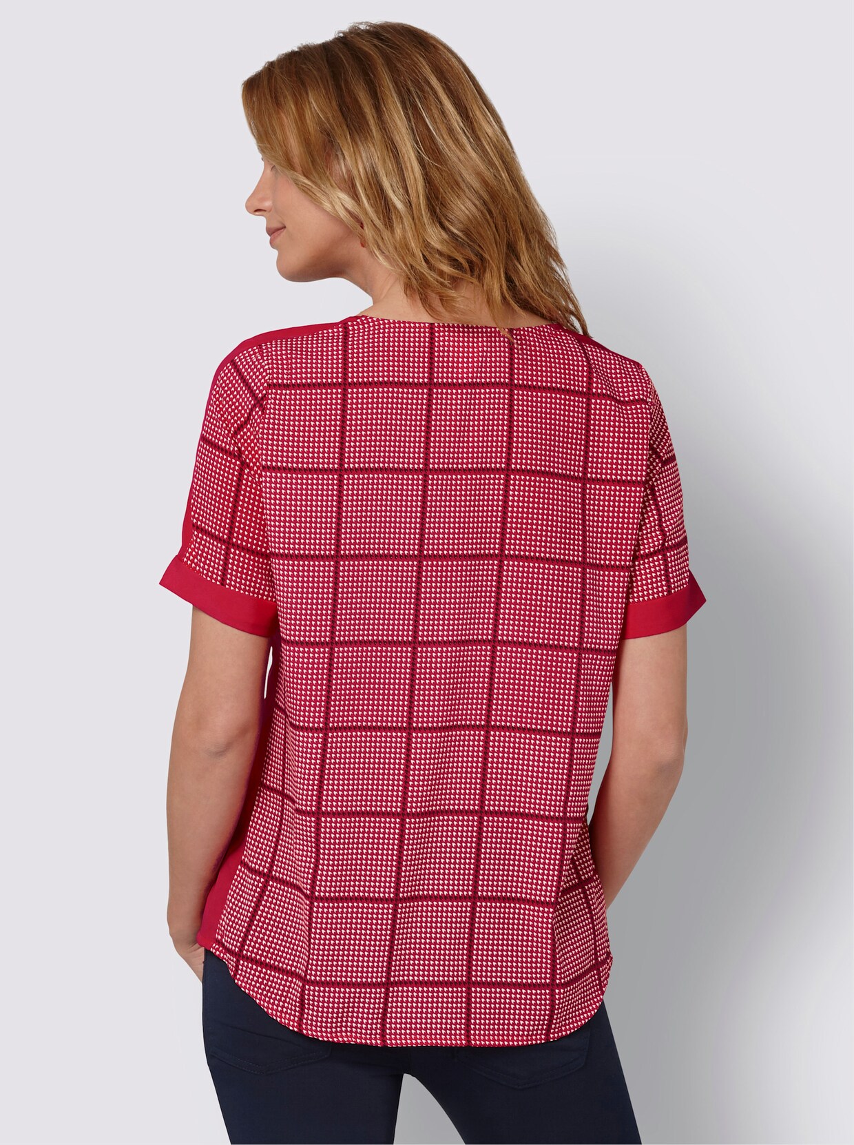 Comfortabele blouse - rood/zwart geprint