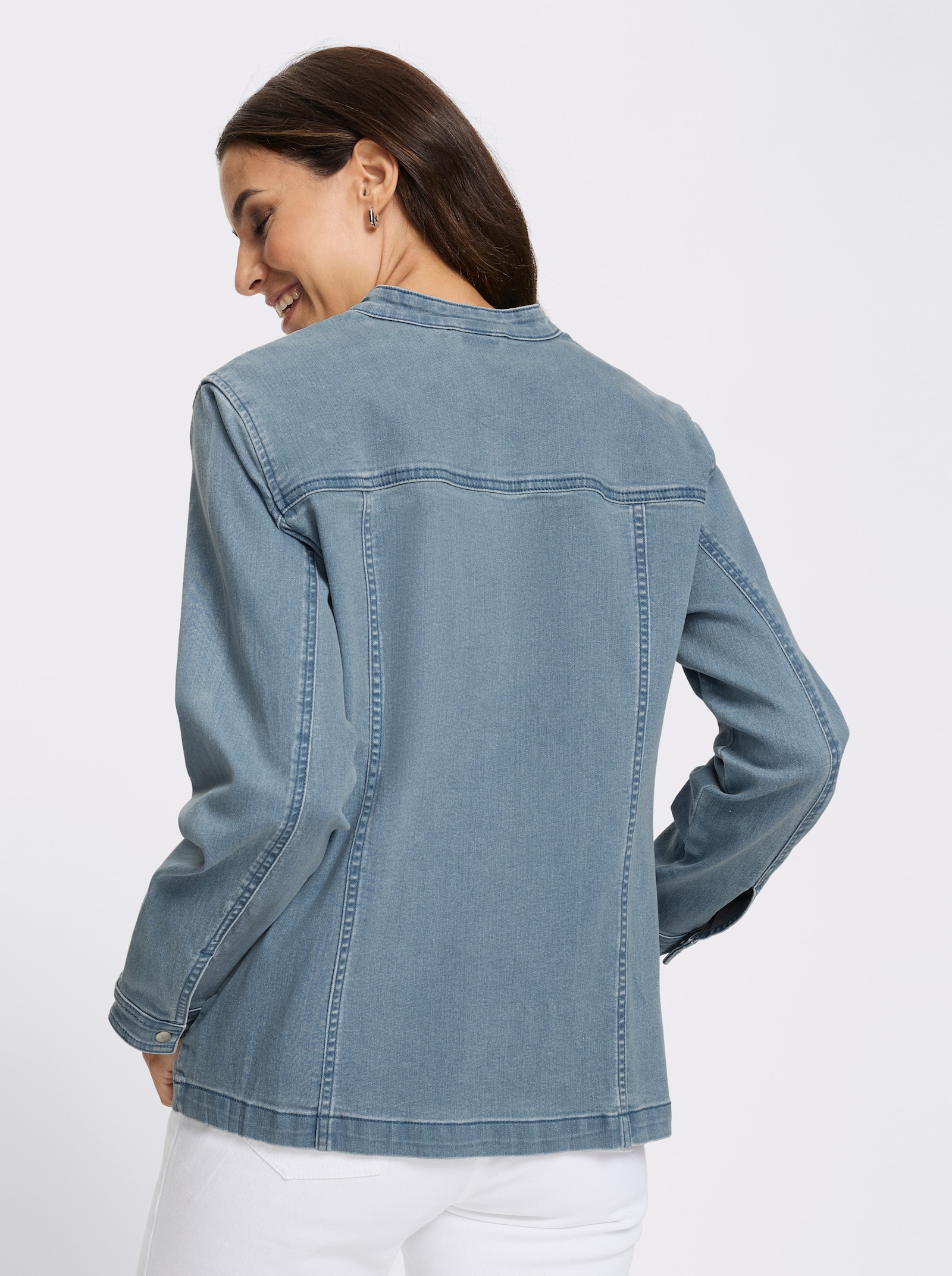 Jeansjacke mit Reißverschluss - blue-bleached