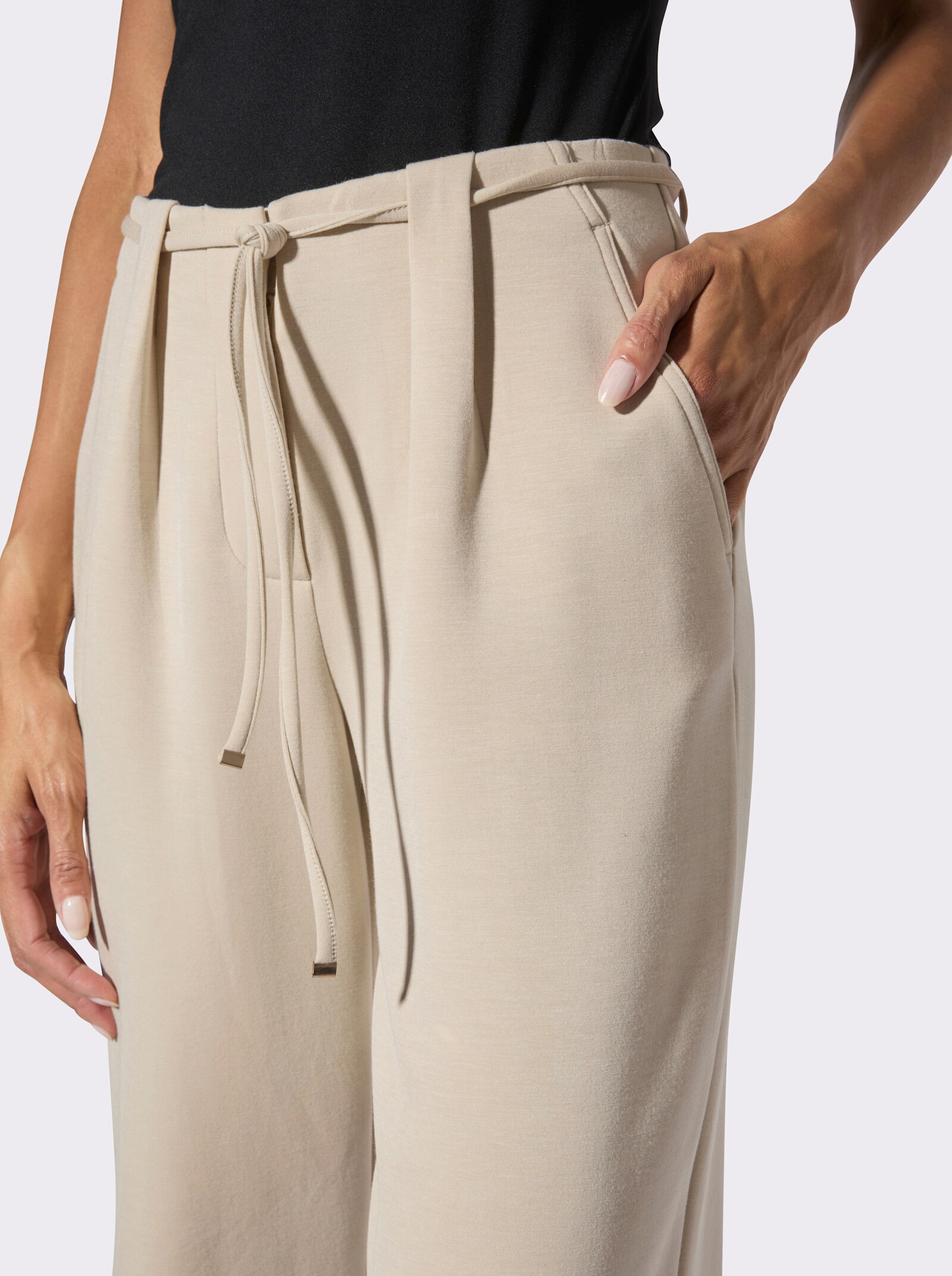 Jerseyhose mit Bündchen am Bein - sand