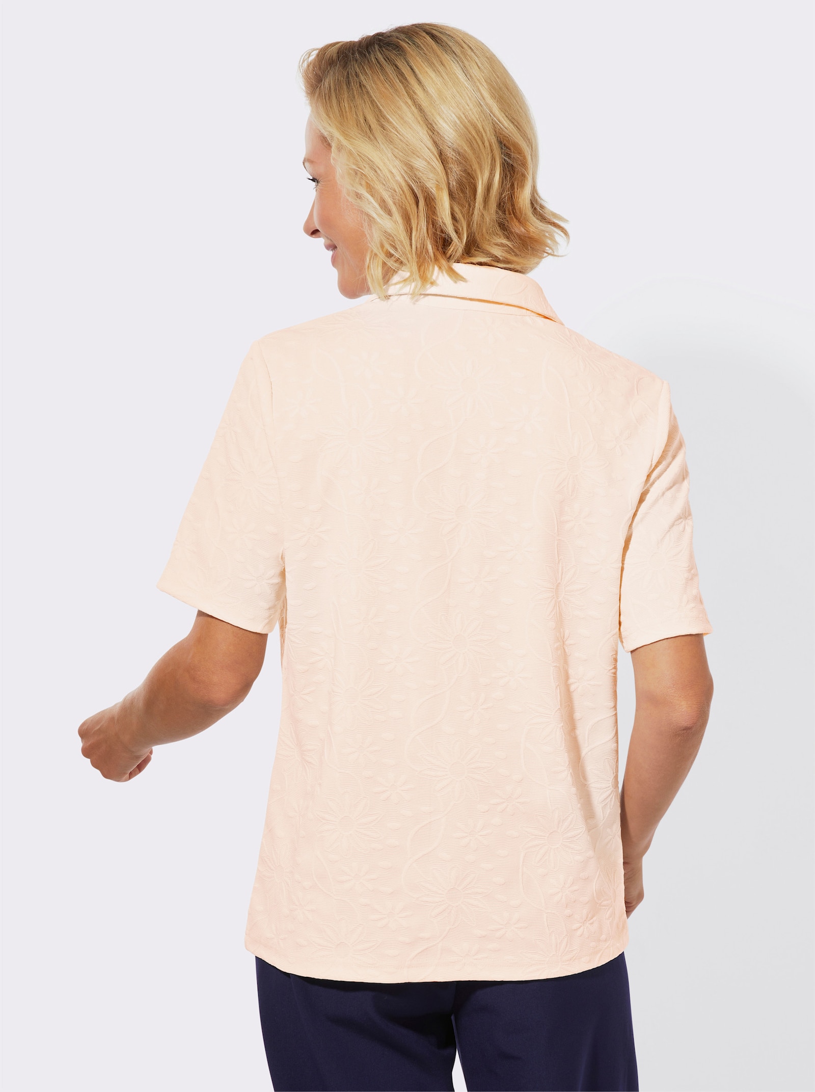 Poloshirt mit Struktur-Jacquard - champagne