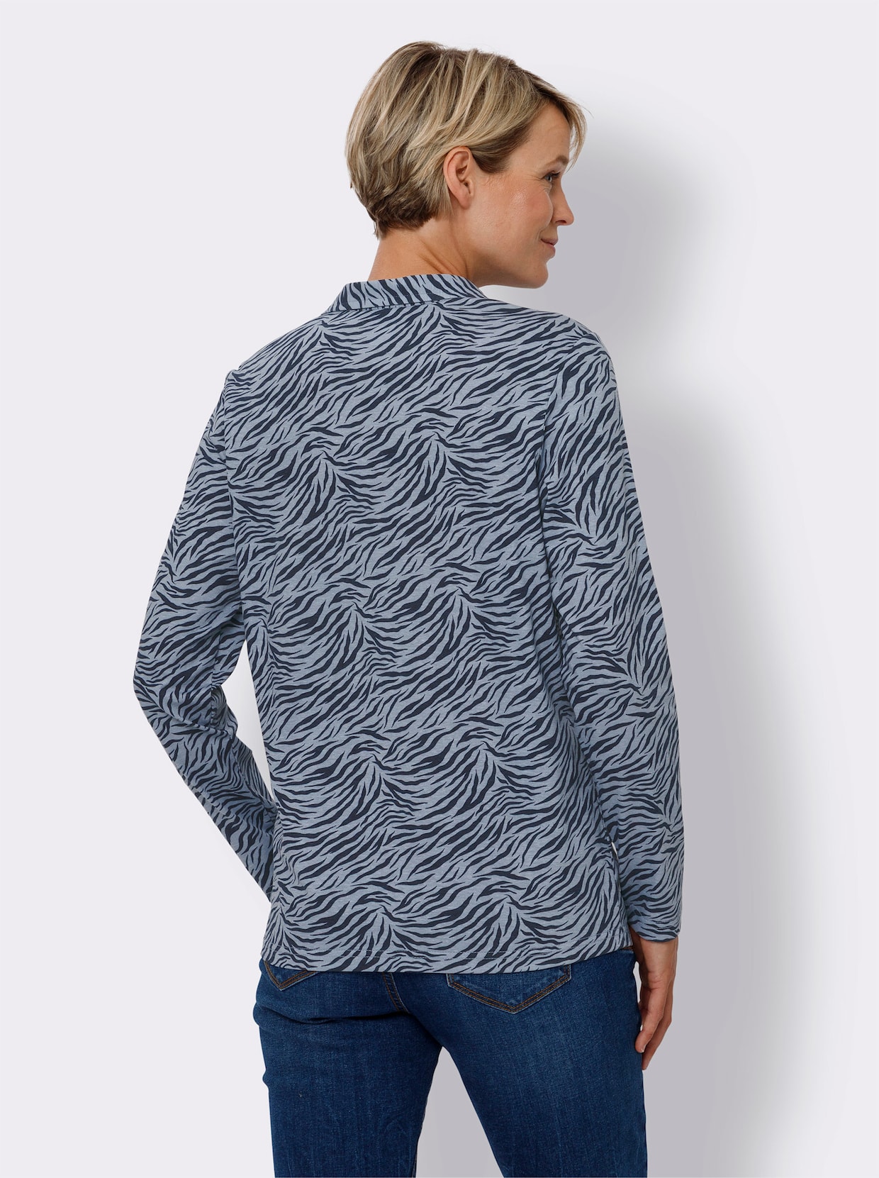 Langarmshirt - bleu-marine-bedruckt