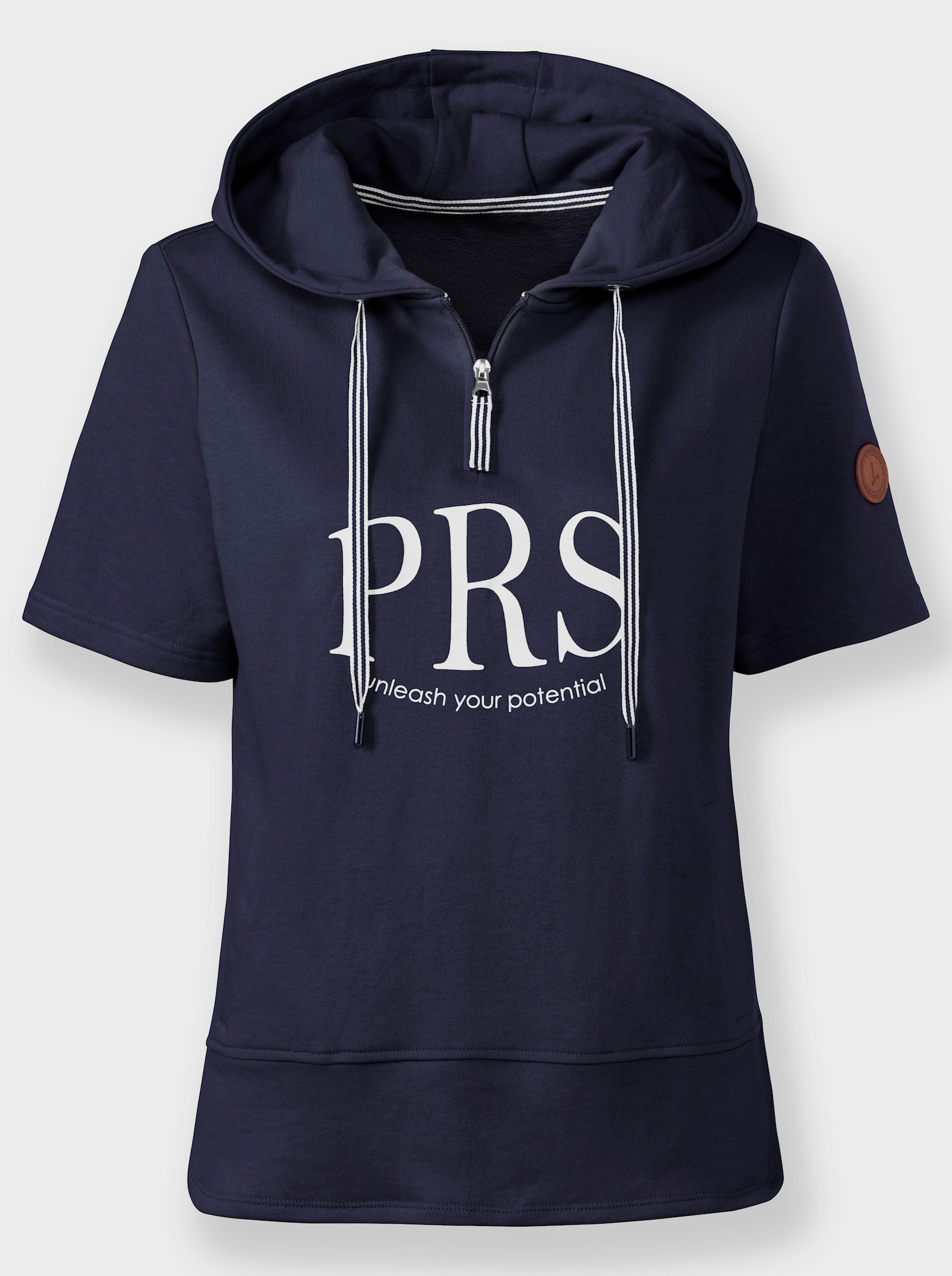  Sweatshirt mit kurzen Ärmeln - marine-weiss-bedruckt