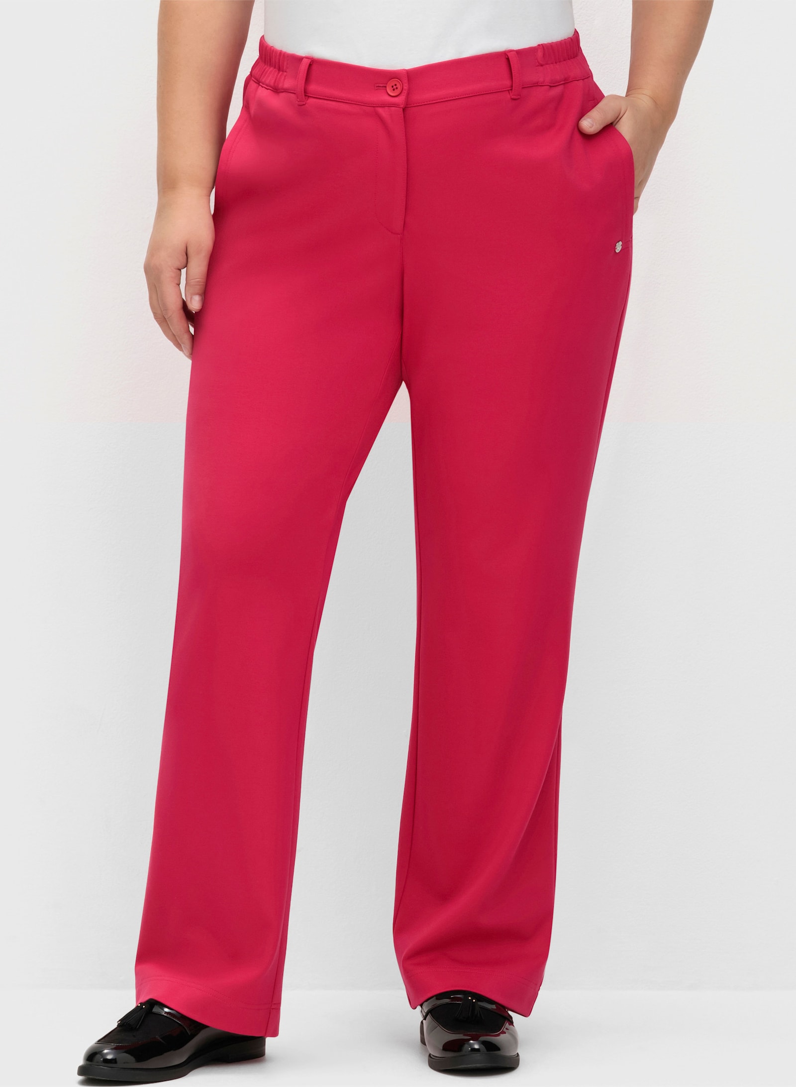 sheego Broek met comfortband, in recht model - sorbet pink