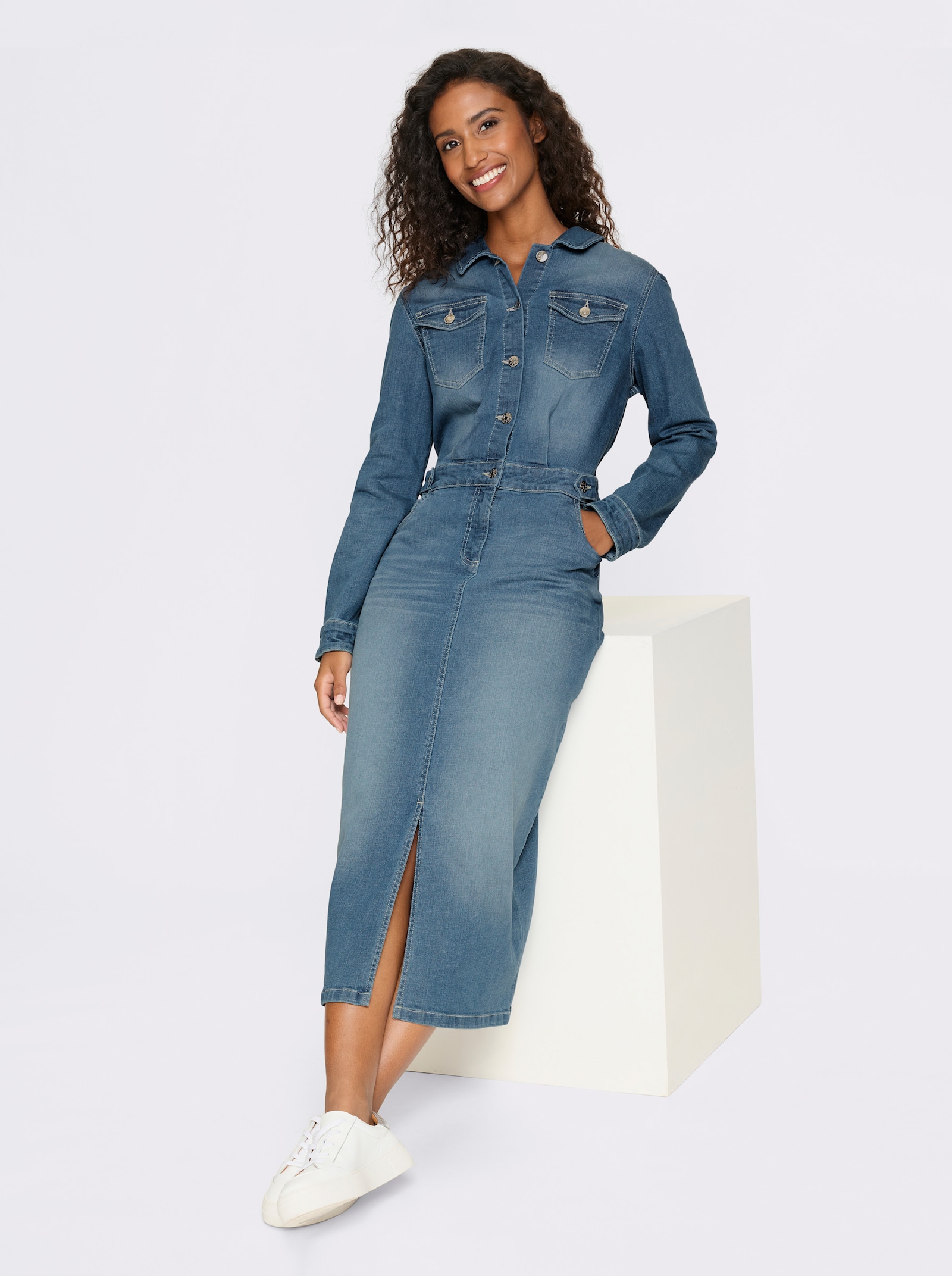 heine Jeanskleid im 5-Pocket-Stil - blue-bleached