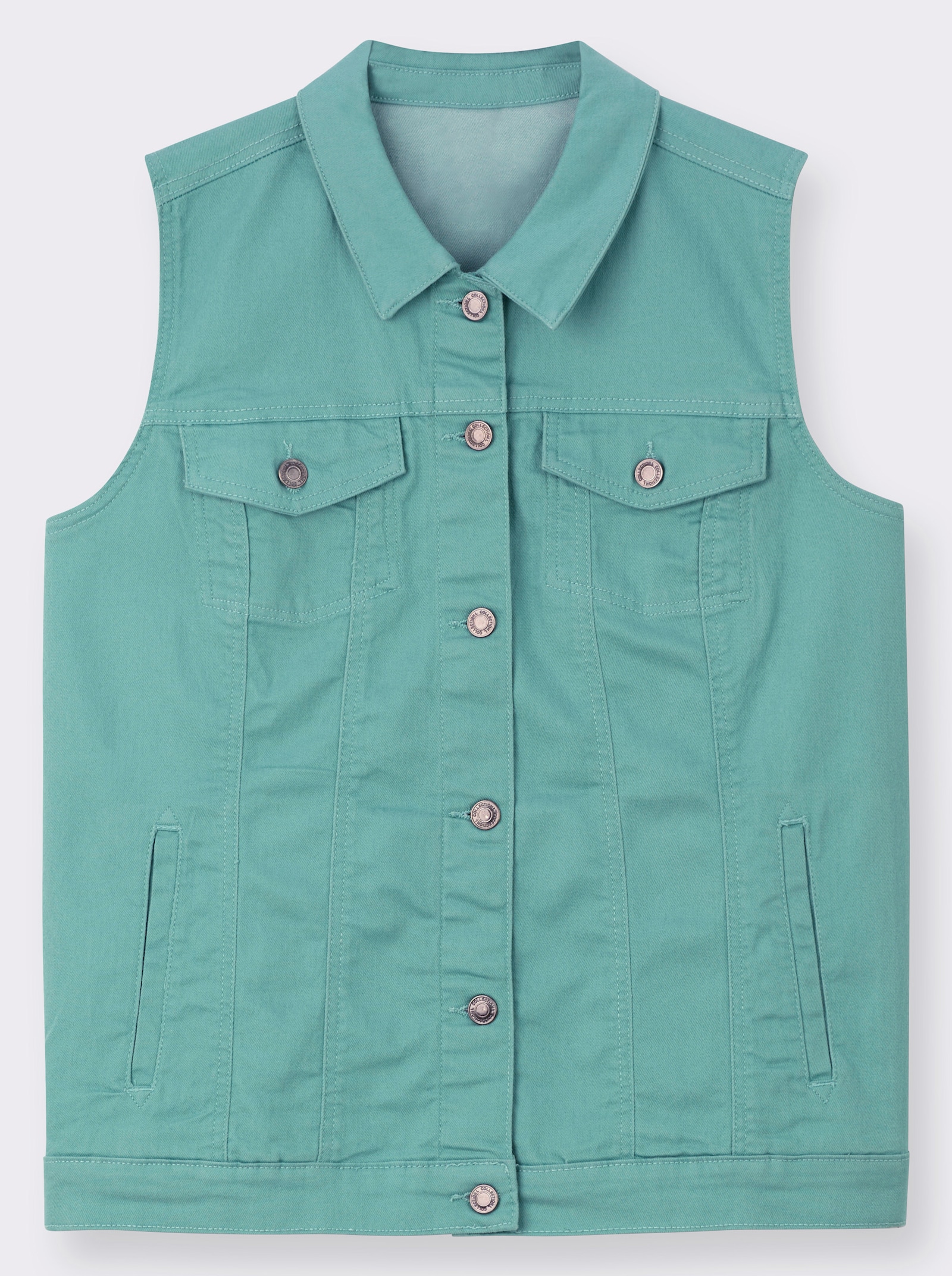 Jeansweste mit weitenverstellbarem Saum - salbei