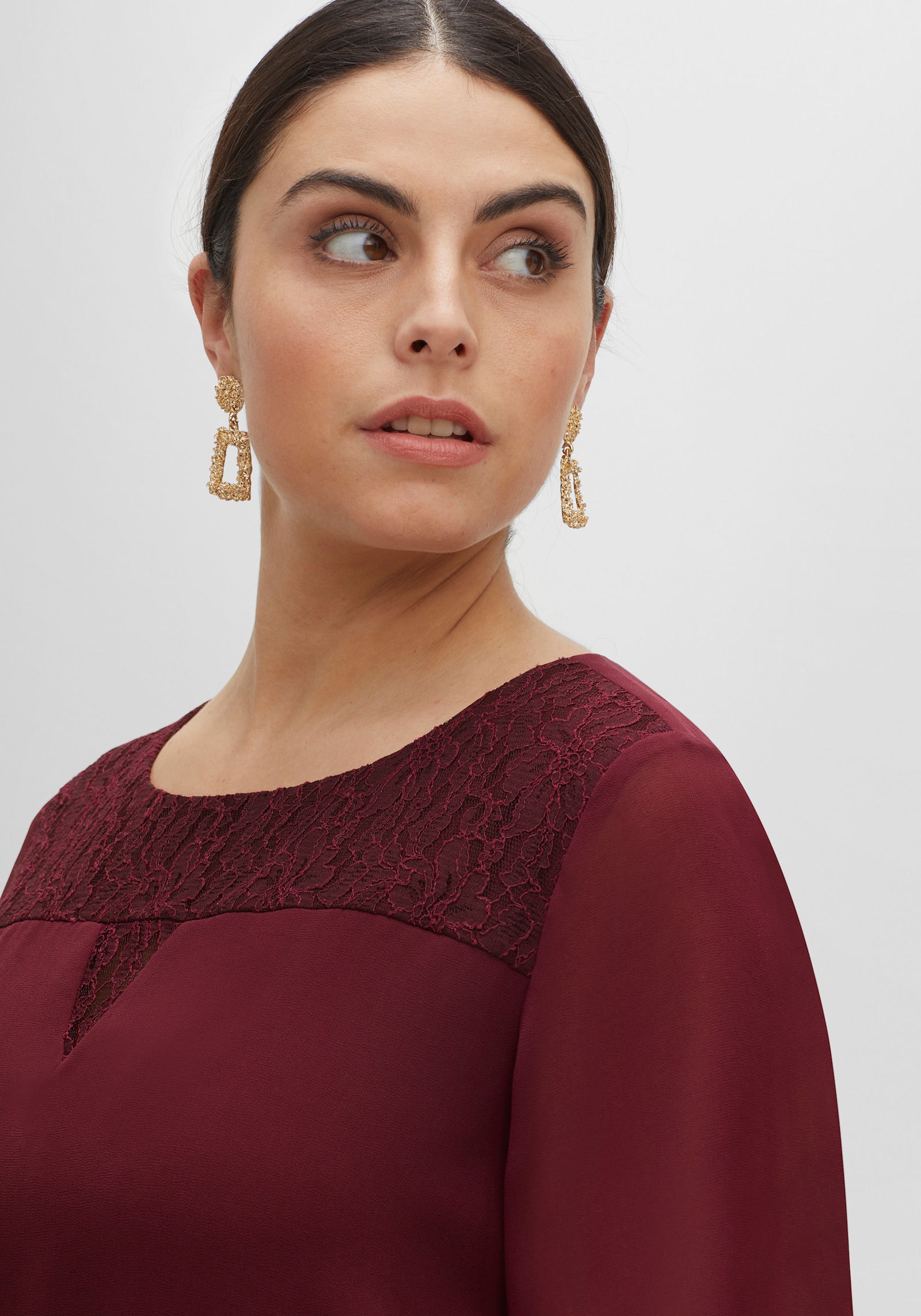 sheego Robe de cocktail en mousseline - lie de vin