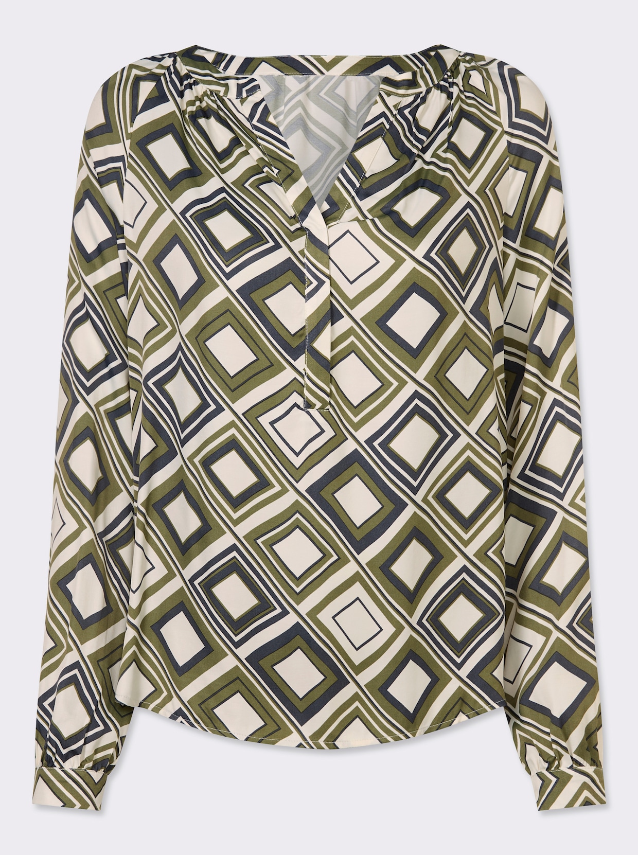 heine Druckbluse - khaki-champagner-bedruckt