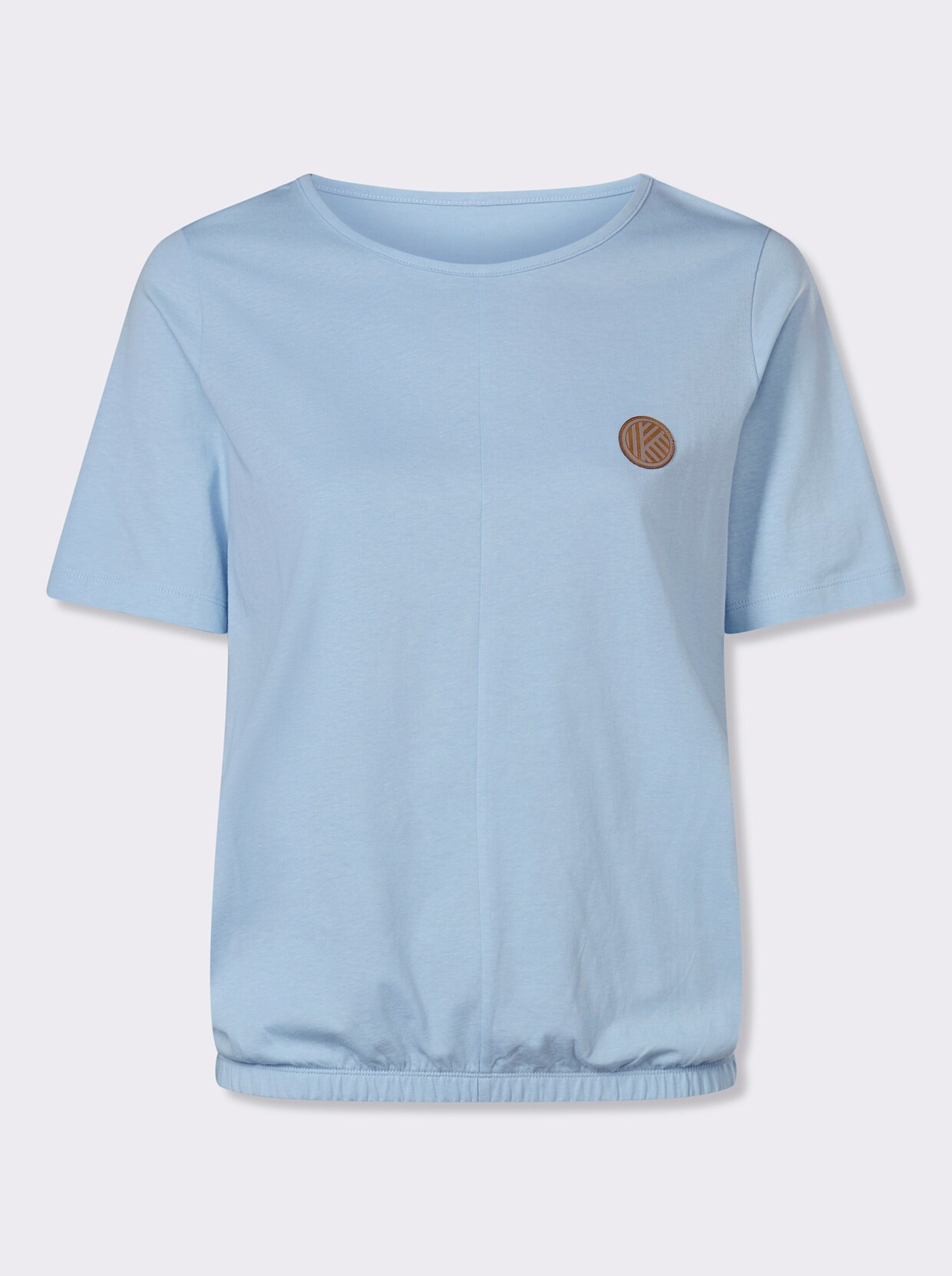 Kurzarmshirt mit elastischem Saum - eisblau