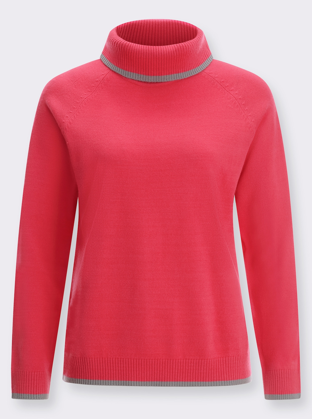 Rollkragenpullover - pink-grau