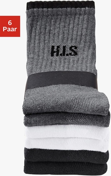 H.I.S Sportsocken - 2x weiss, 2x schwarz, 2x grau meliert