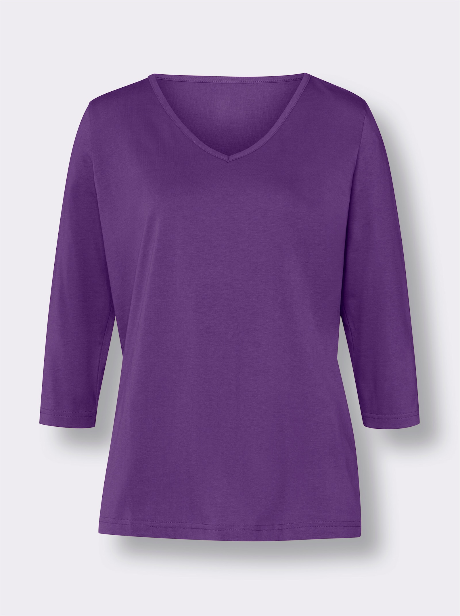 Tričko s 3/4 rukávmi a výstrihom do V - fialová