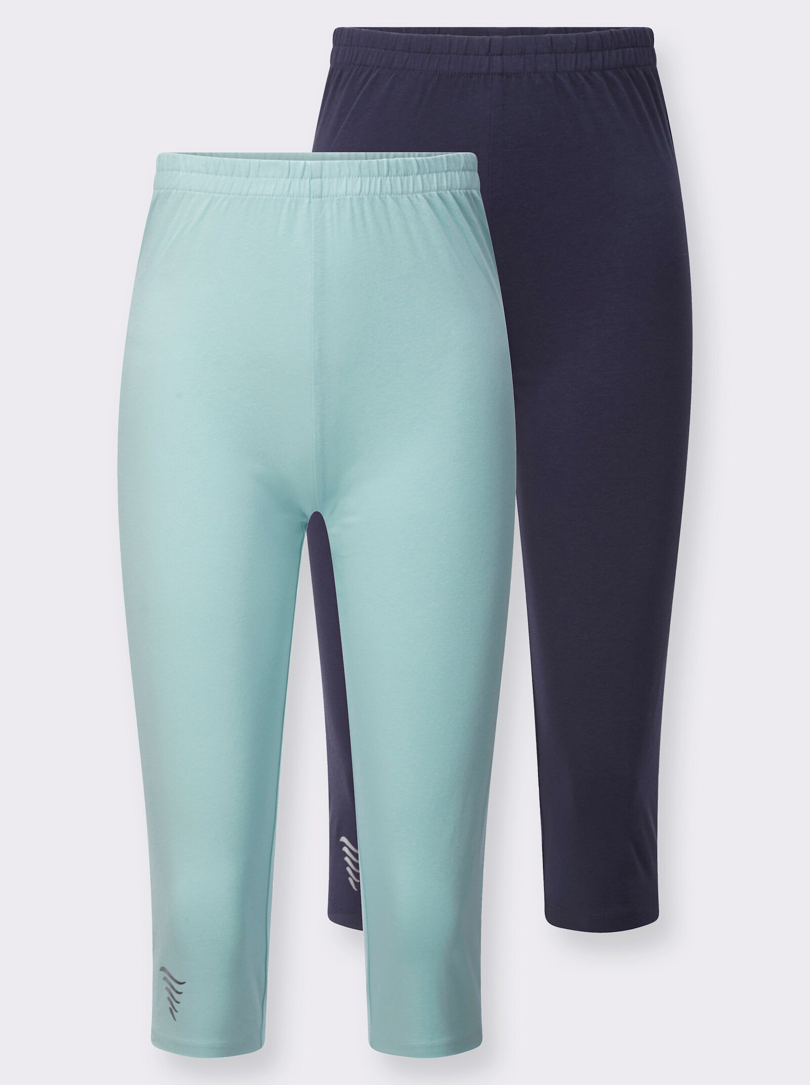 Caprileggings mit silberfarbenem Folien-Print - mint + marine