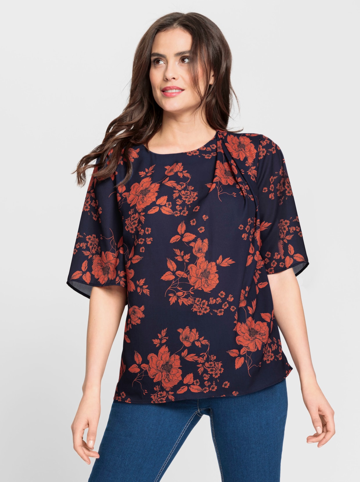 heine Blouse met print - marine/roestrood bedrukt