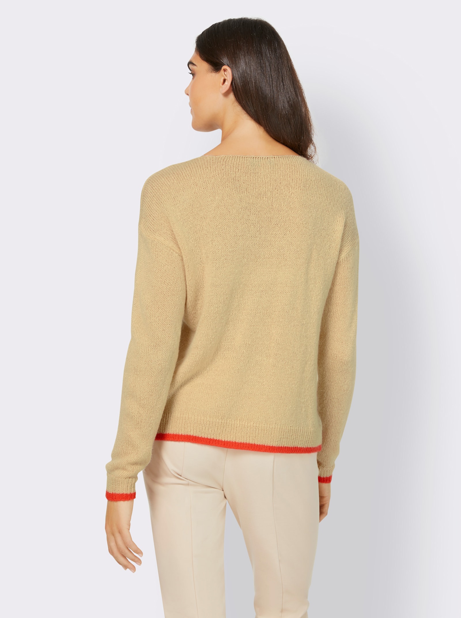 heine Strickpullover mit Farbkontrasten - sand-hummer-meliert