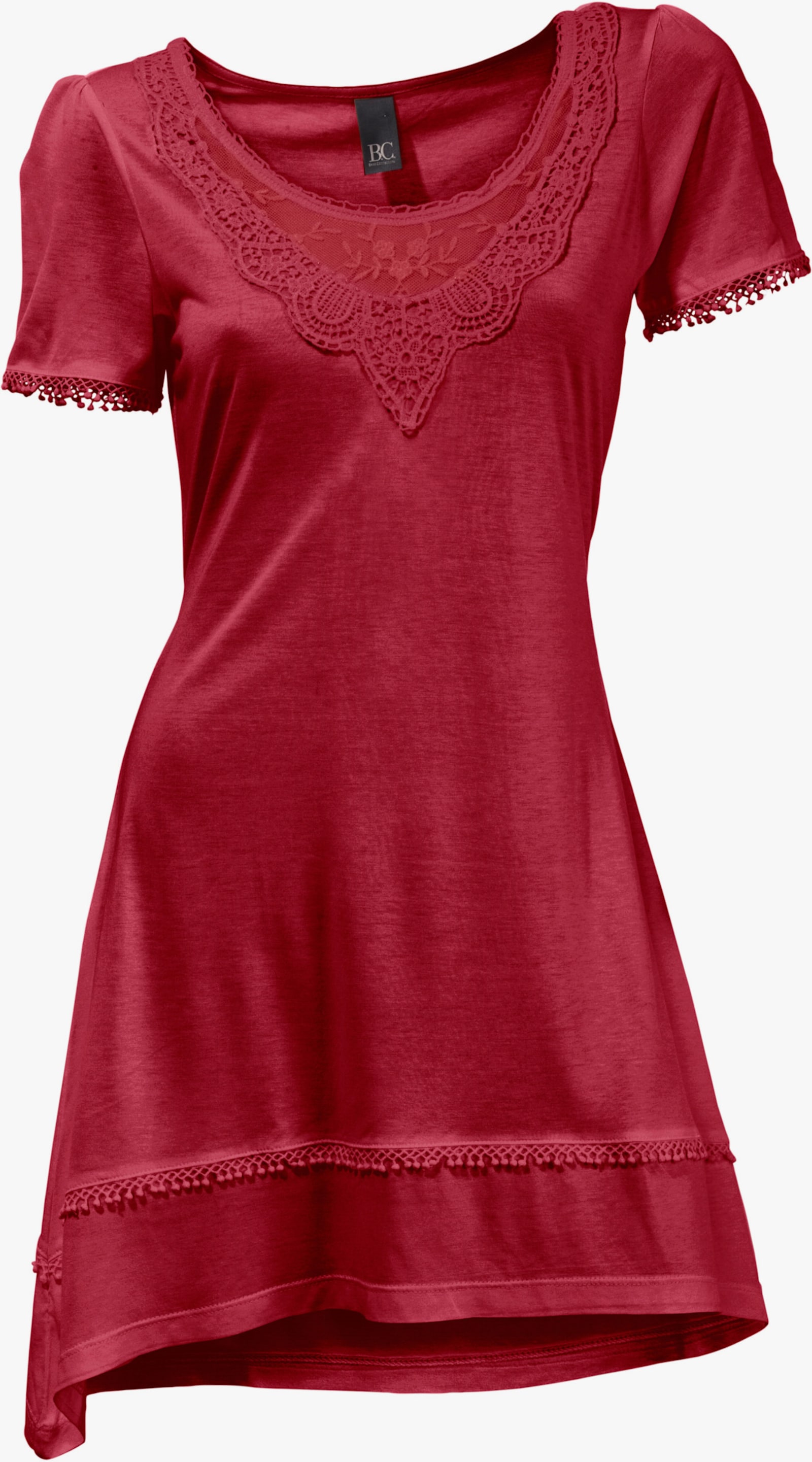 heine Longshirt mit Zipfelsaum - karminrot