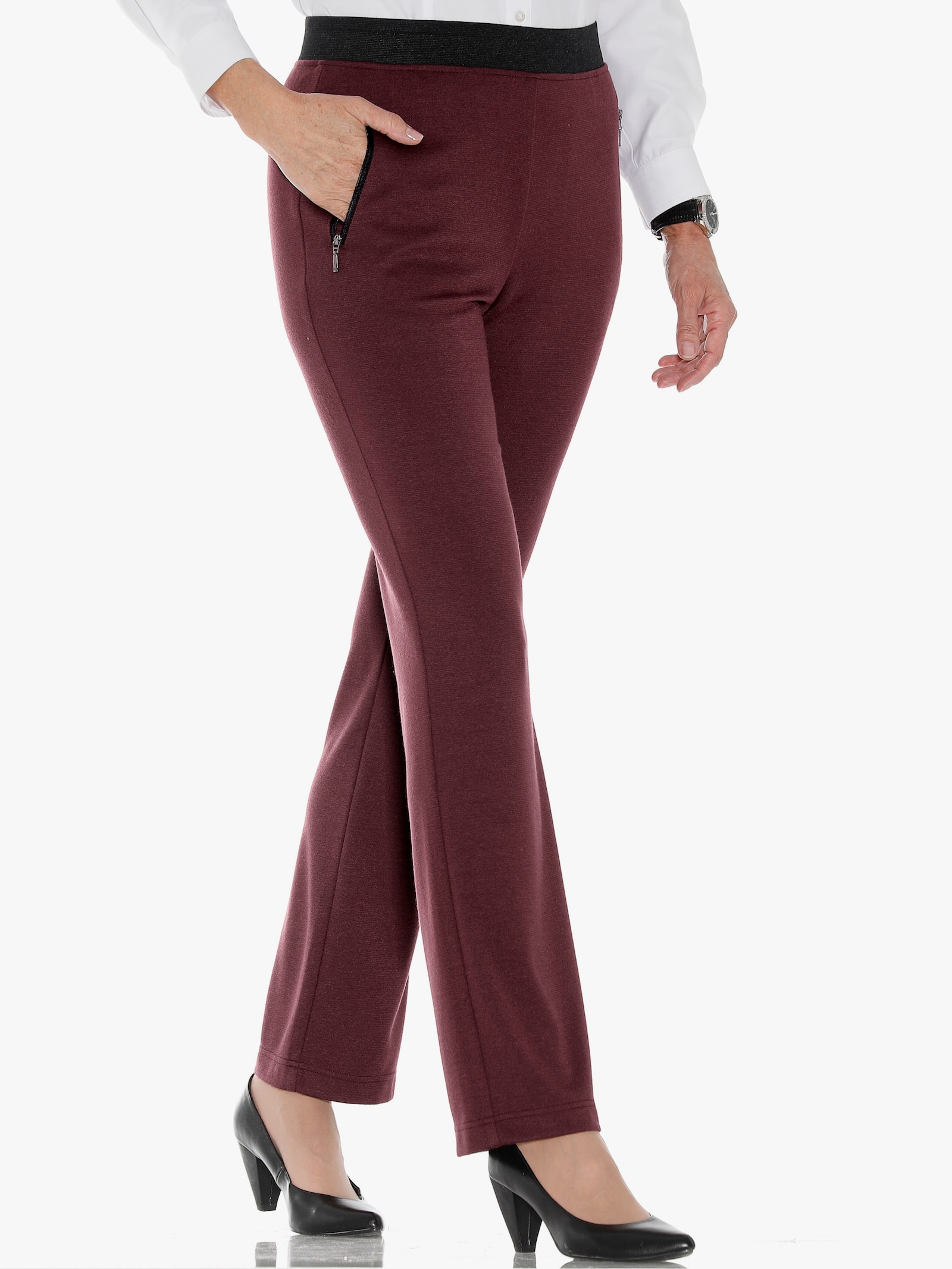 Jerseybroek met comfortband rondom - bordeaux + bordeaux/zwart geruit