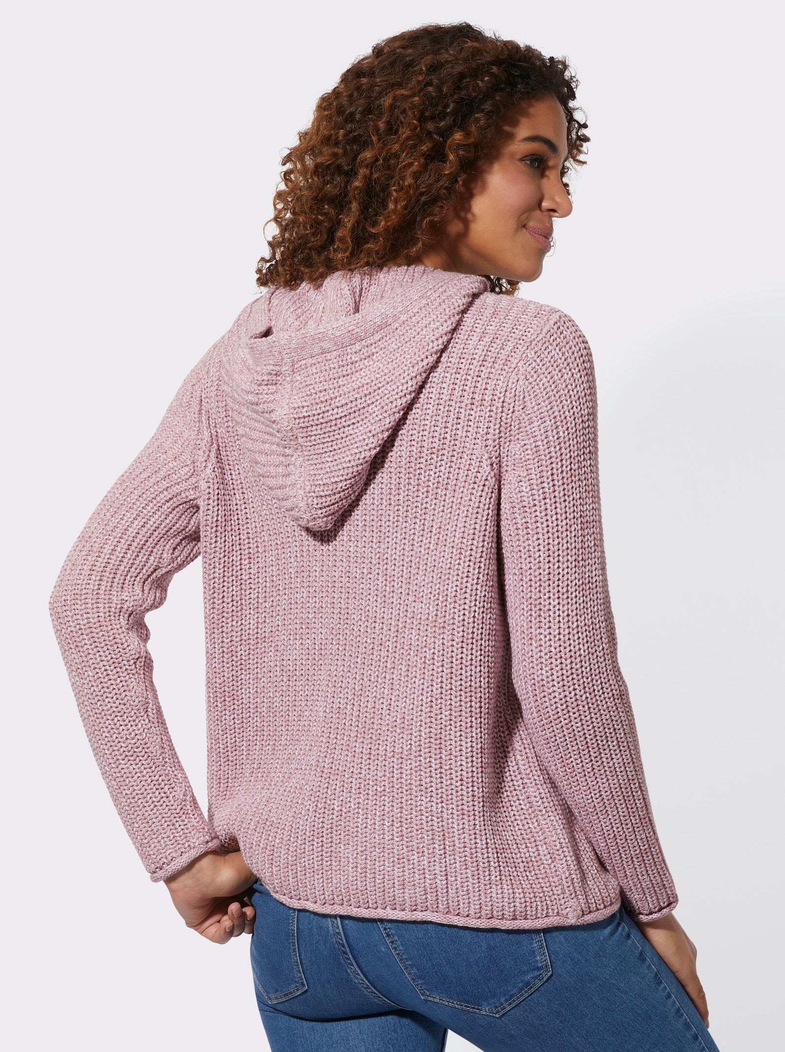 Kapuzenpullover in Ripp-Optik - mauve
