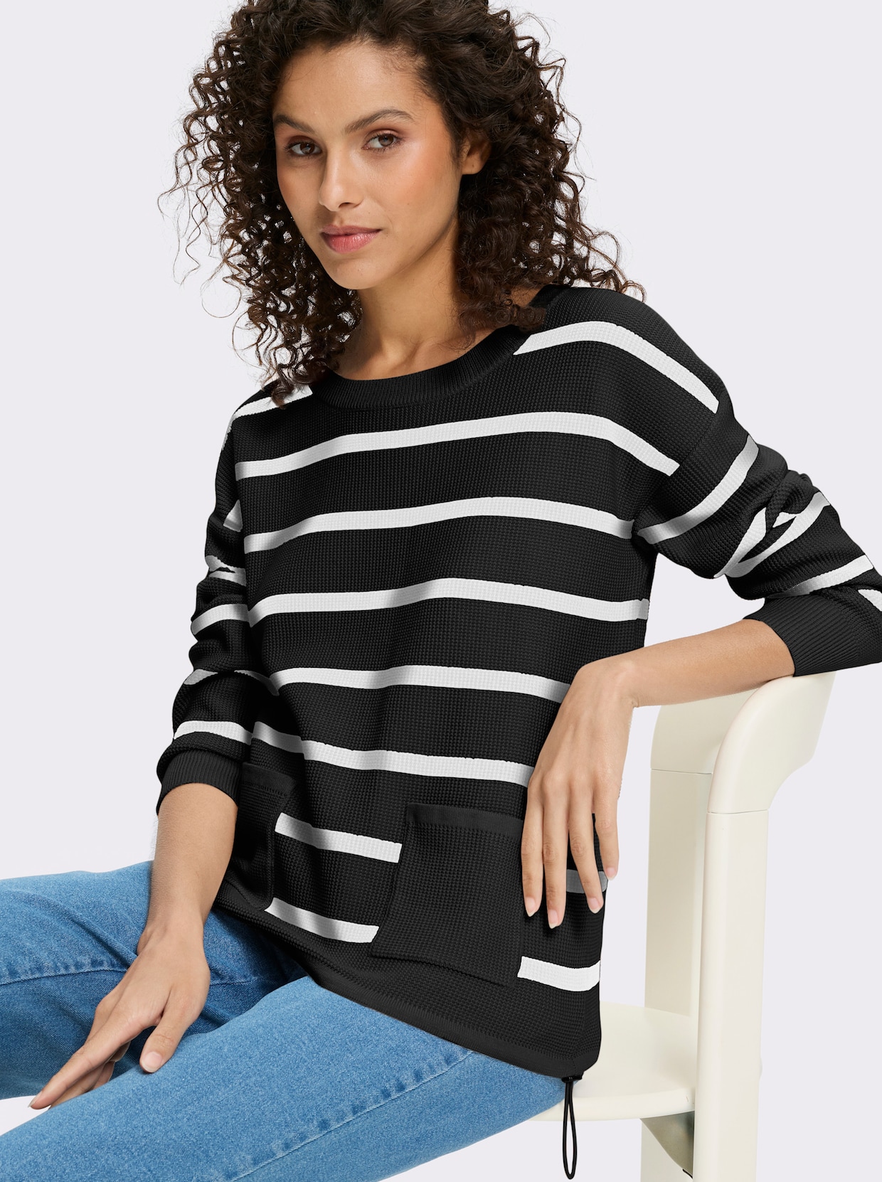 heine Pull en tricot - noir-écru à rayures