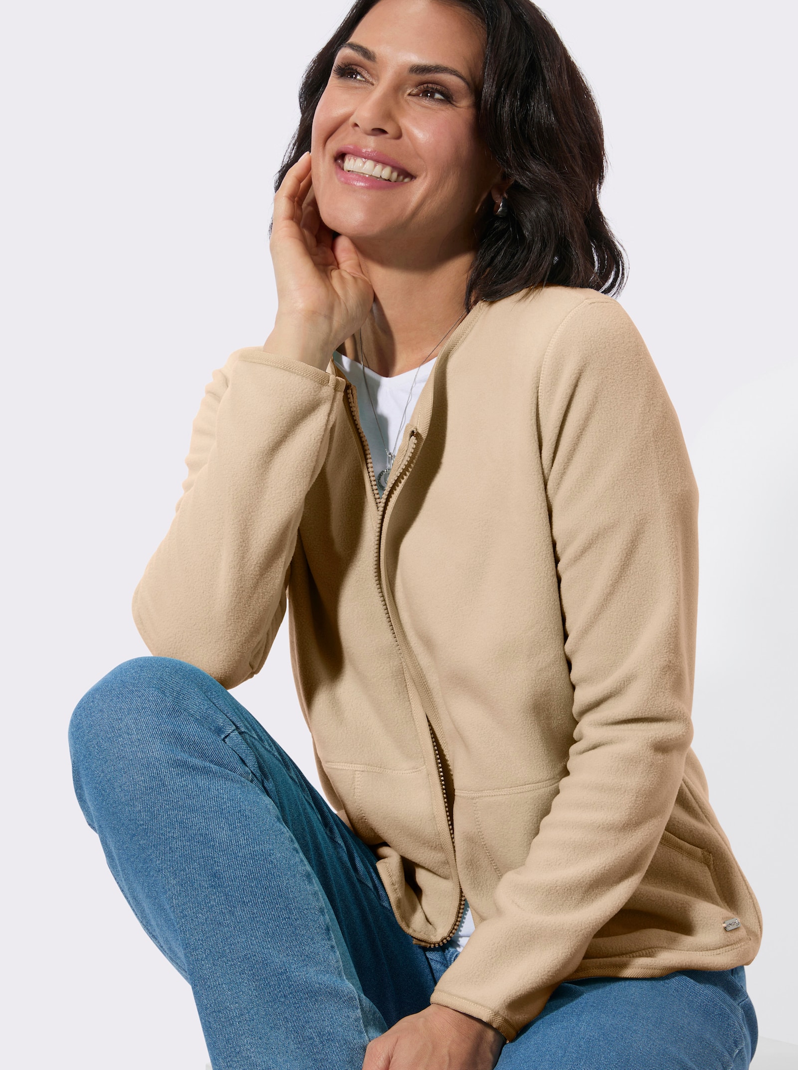 Fleecejacke mit Antipilling-Ausrüstung - sand