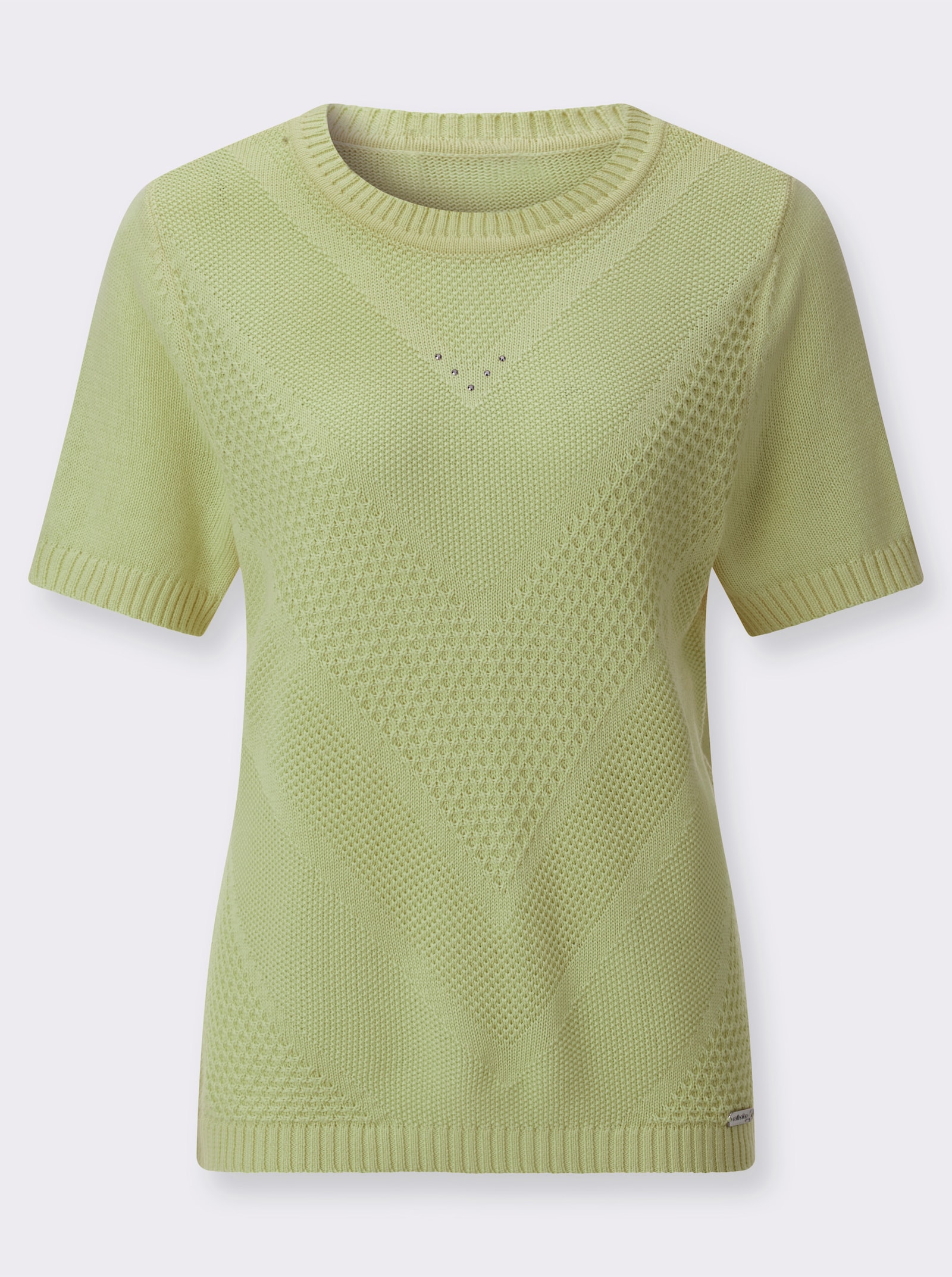Kurzarmpullover mit Metallstein-Verzierung - lindgrün