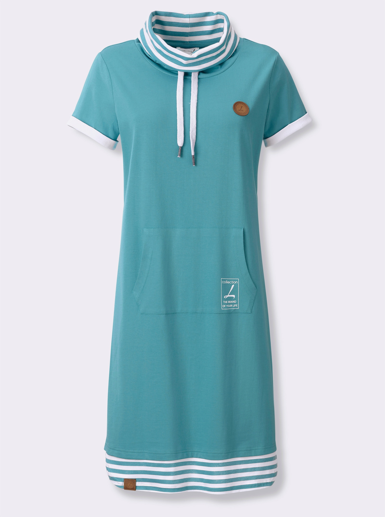 Jerseykleid mit Kontraststreifen - ozean