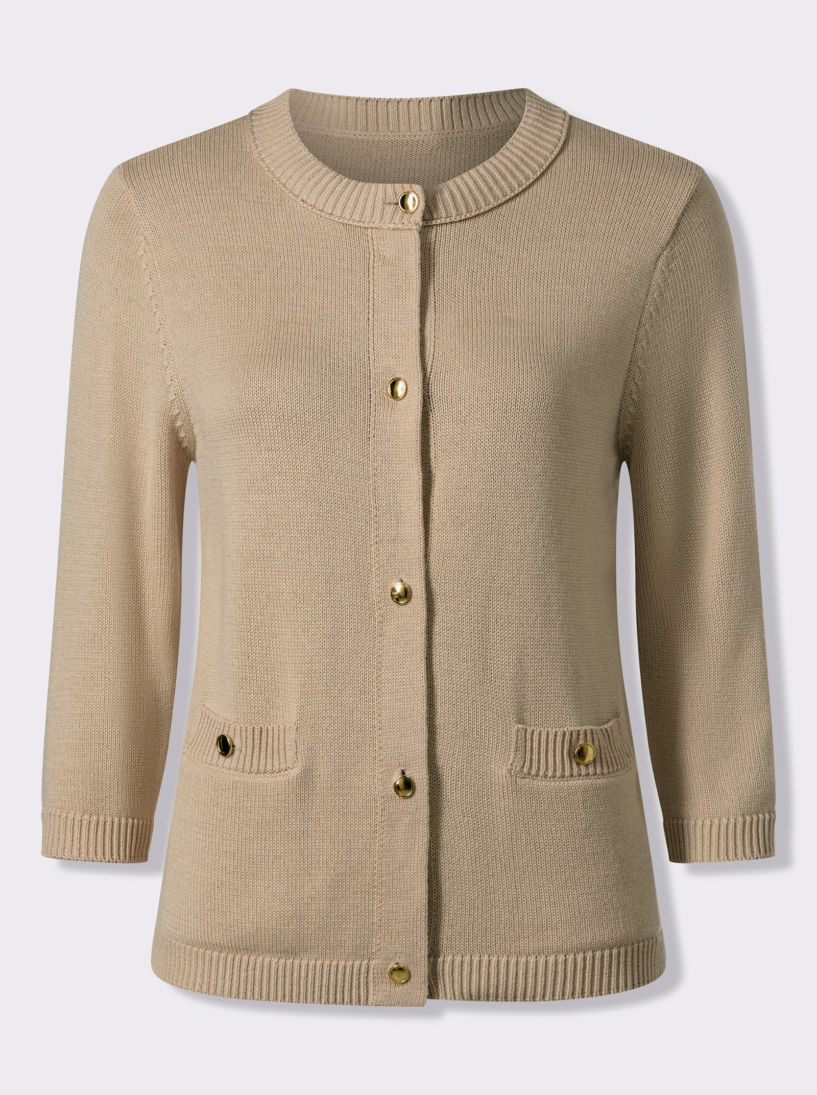 Strickjacke mit goldfarbenen Knöpfen - sand