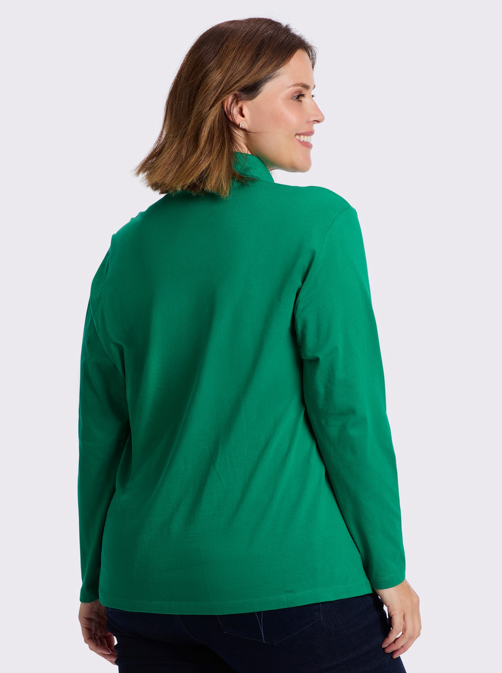 Rollkragenshirt mit langen Ärmeln - smaragdgrün