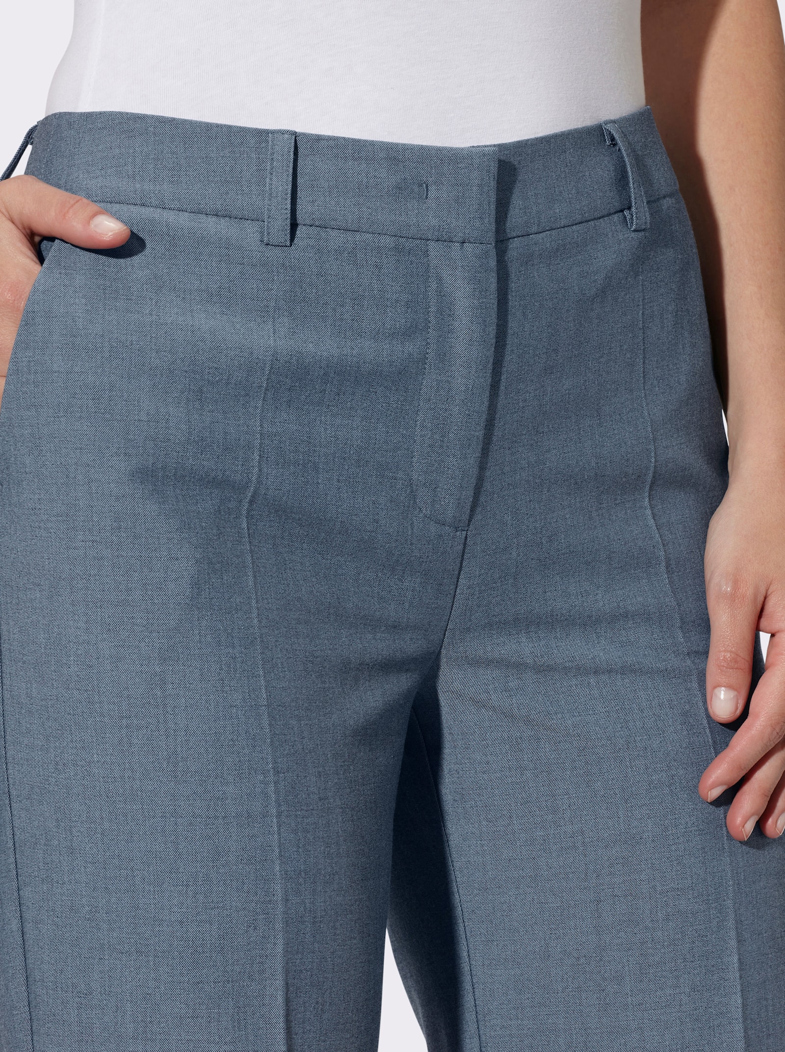 heine Bügelfaltenhose in Melange-Optik - rauchblau
