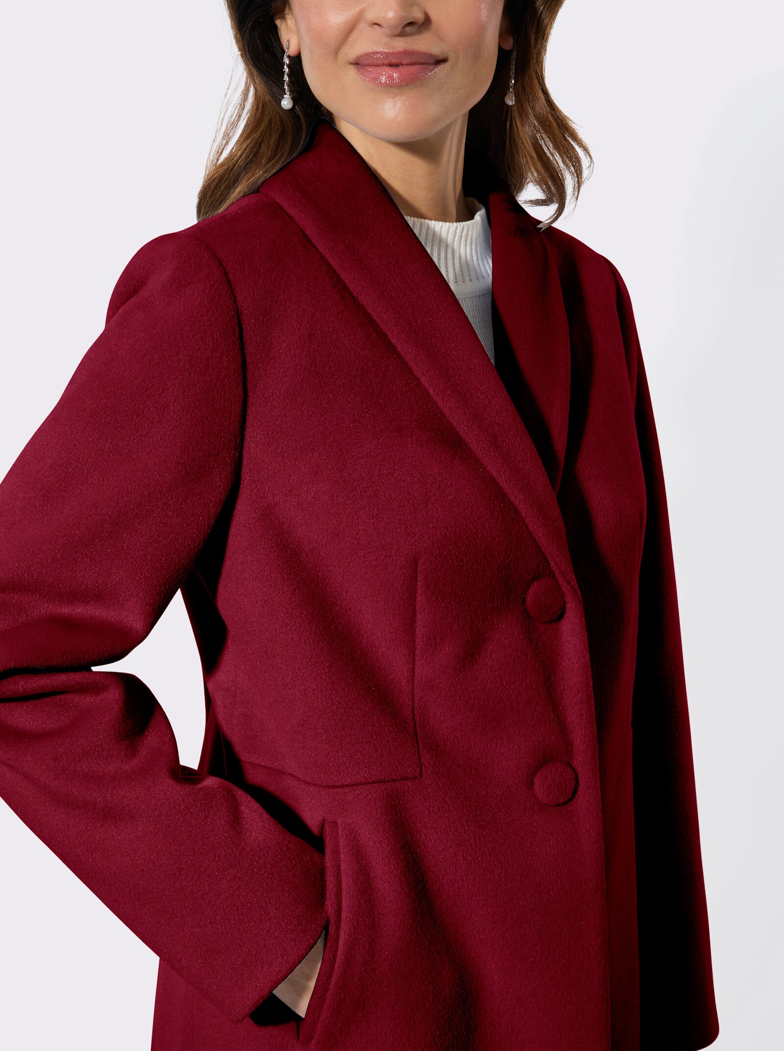 Longjacke mit Reverskragen - dunkelrot