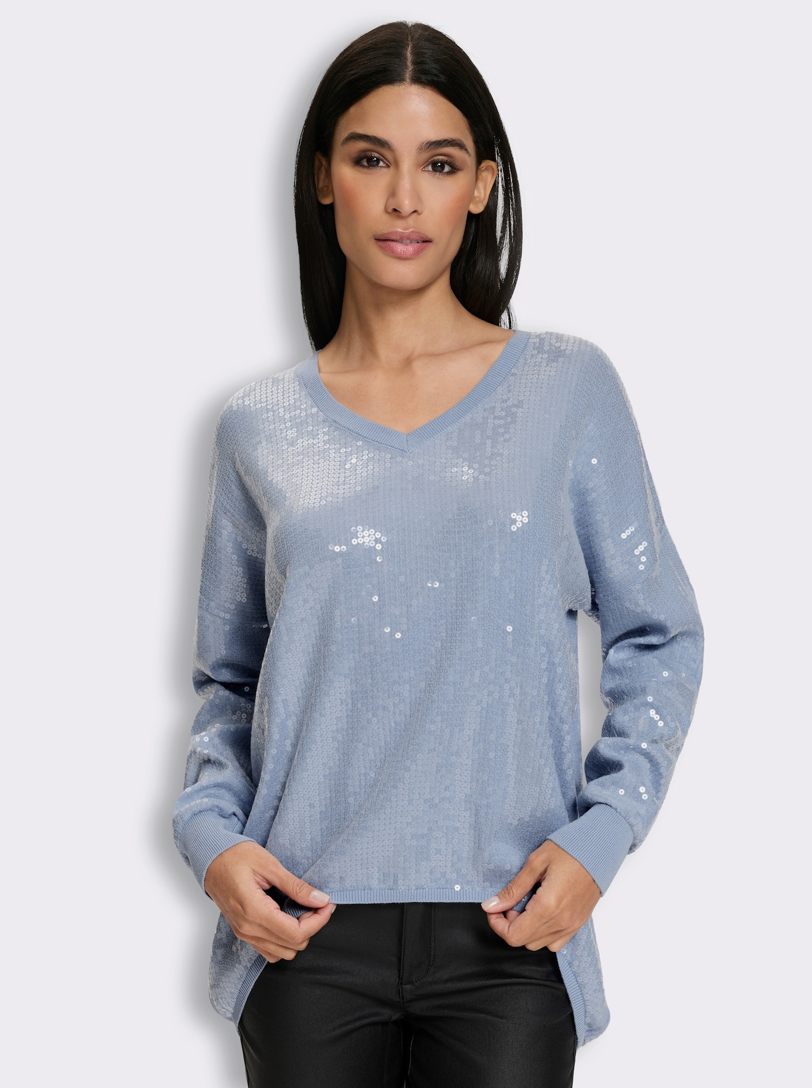 heine Fledermauspullover mit Pailletten - bleu-meliert