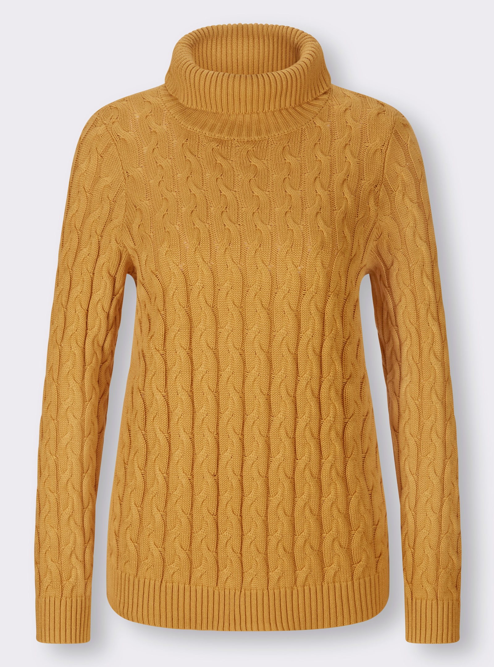 heine Feinstrickpullover mit Zopfmuster - ocker